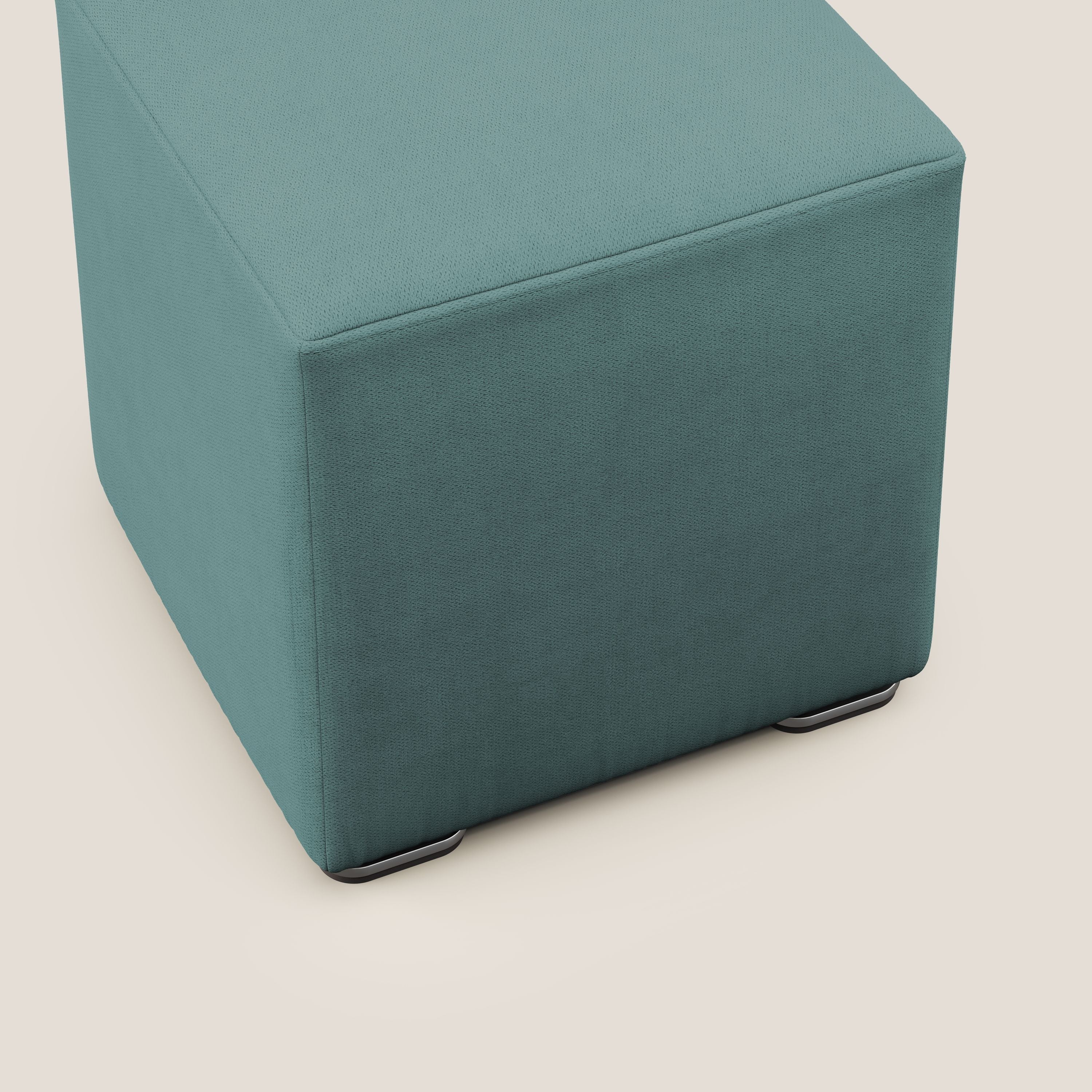 Cube pouf in tessuto morbido impermeabile T02 petrolio - divitt.sbs