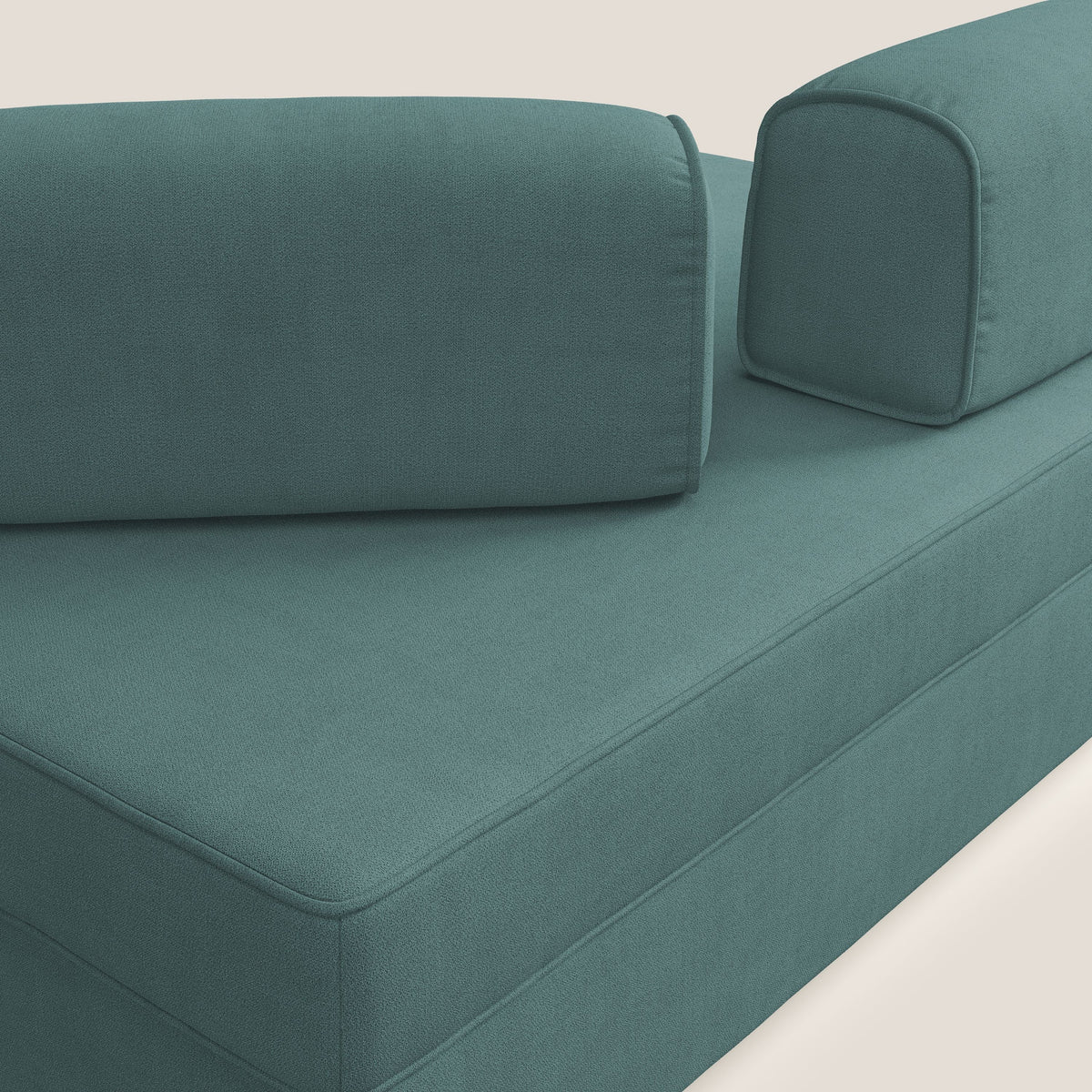 Liberty divano con pouf estraibile e schienali movibili in tessuto morbido impermeabile T02 petrolio - divitt.sbs