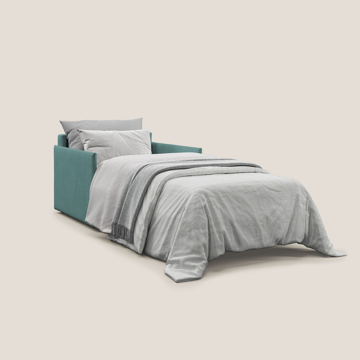 Evans poltrona letto in morbido tessuto impermeabile T02 petrolio - divitt.sbs