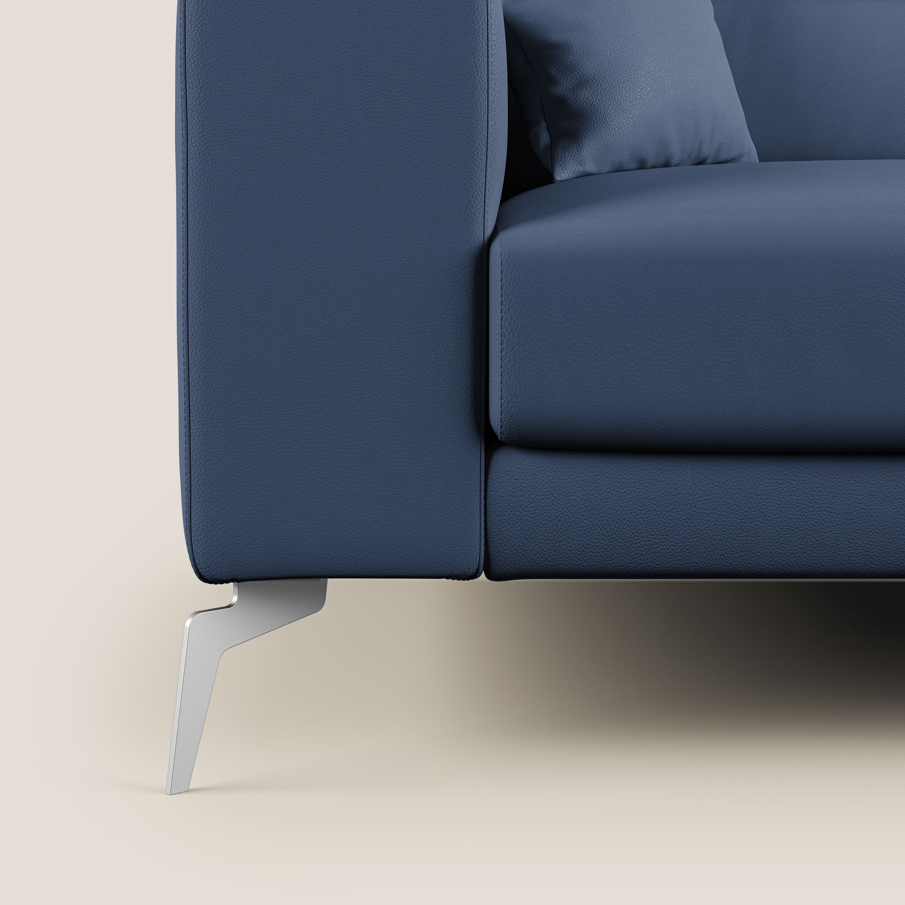 Blade Divano moderno angolare con poggiatesta reclinabili in Ecopelle T04 blu - divitt.sbs