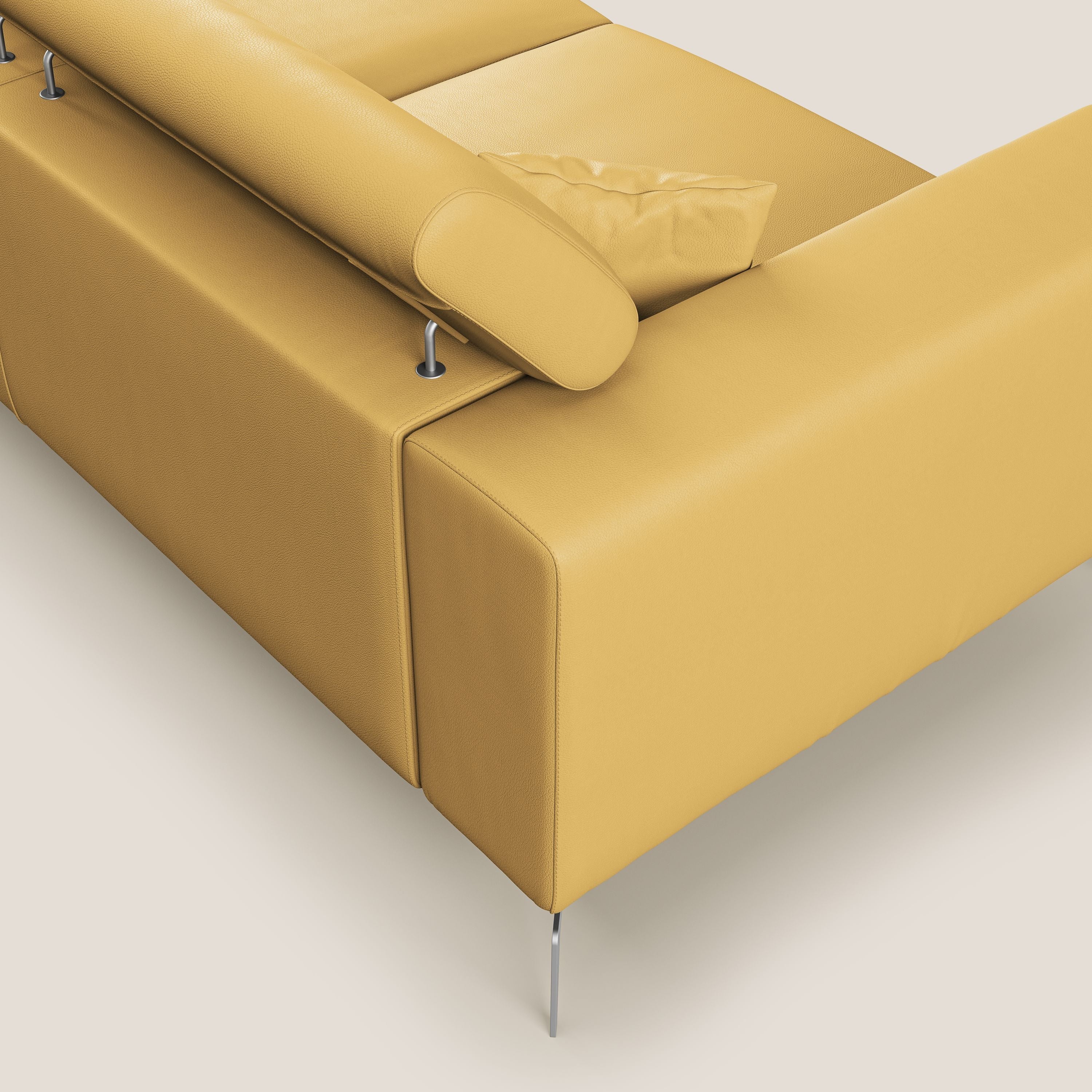 Blade Divano moderno con poggiatesta reclinabili in Ecopelle T04 giallo - divitt.sbs