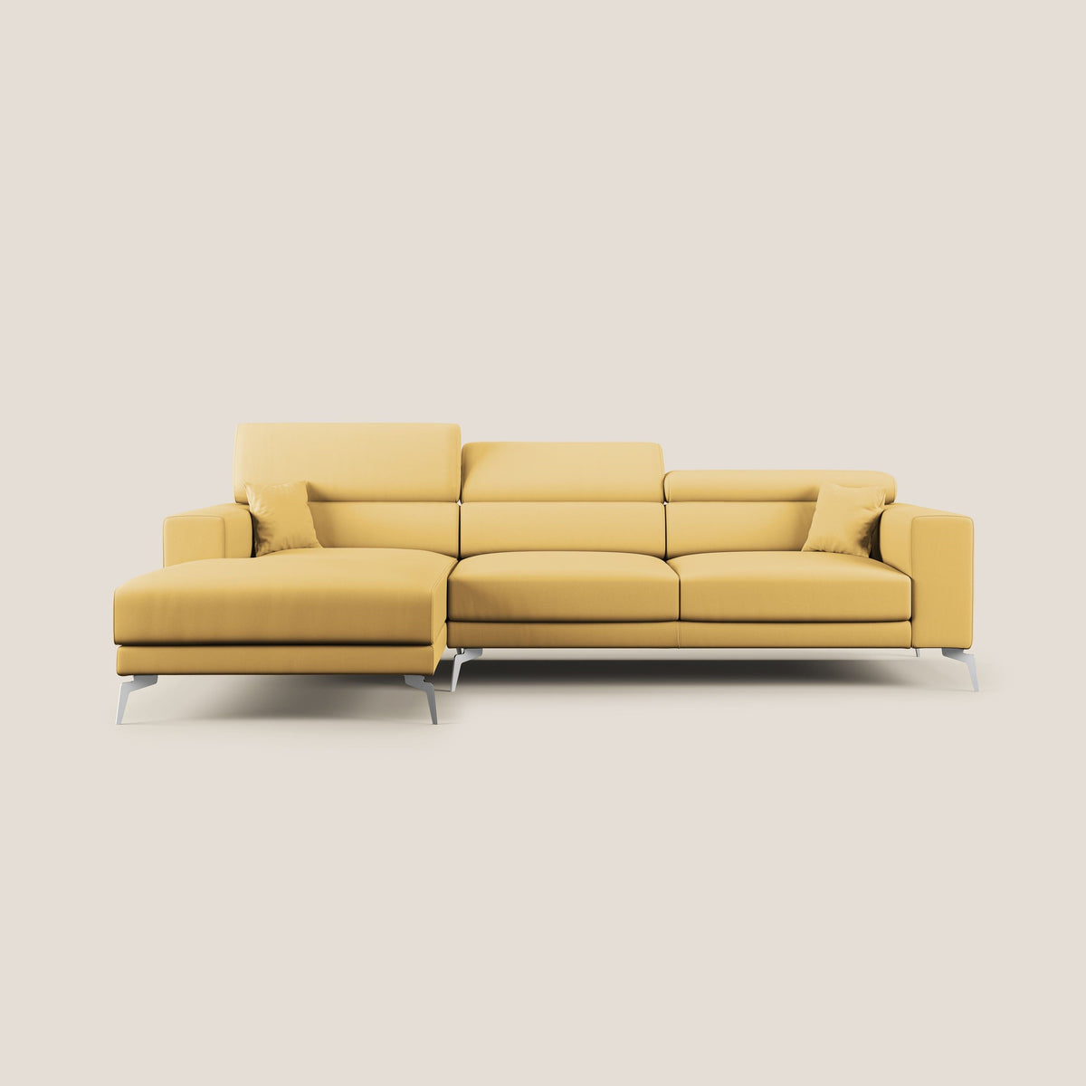 Blade Divano moderno angolare con poggiatesta reclinabili in Ecopelle T04 giallo - divitt.sbs