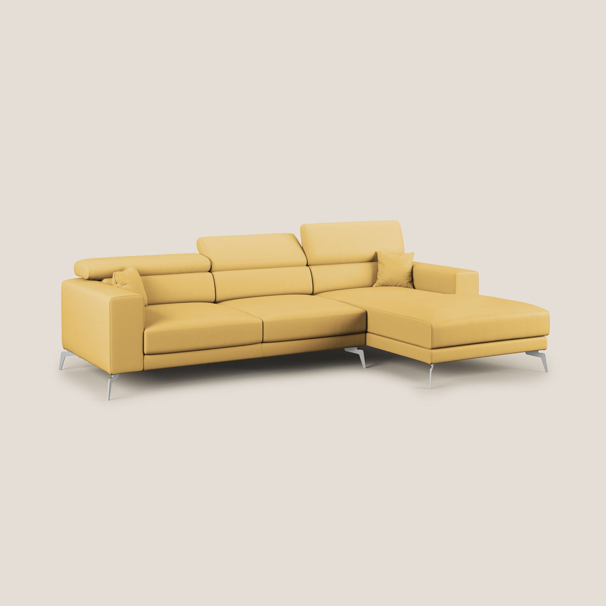 Blade Divano moderno angolare con poggiatesta reclinabili in Ecopelle T04 giallo - divitt.sbs