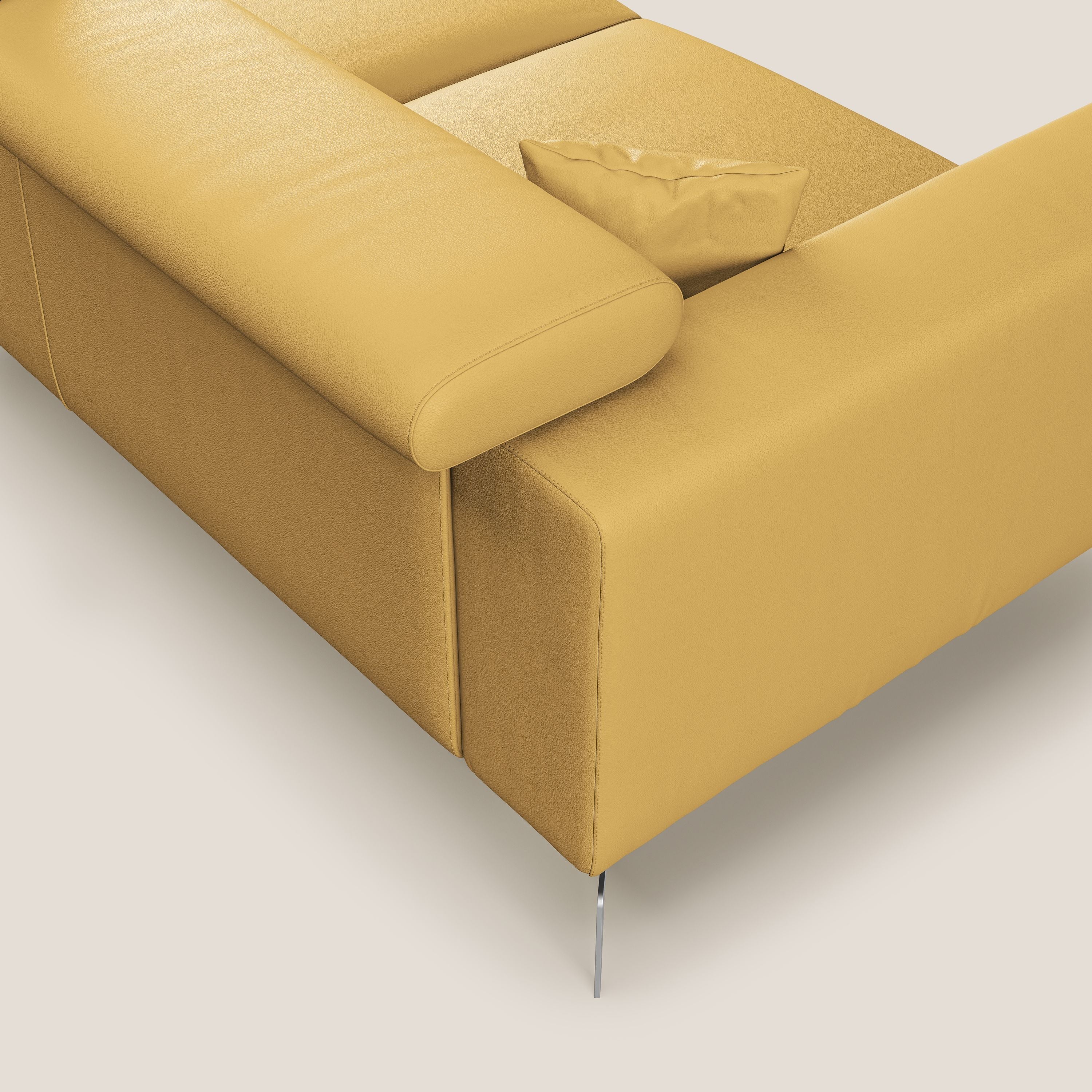 Blade Divano moderno angolare con poggiatesta reclinabili in Ecopelle T04 giallo - divitt.sbs
