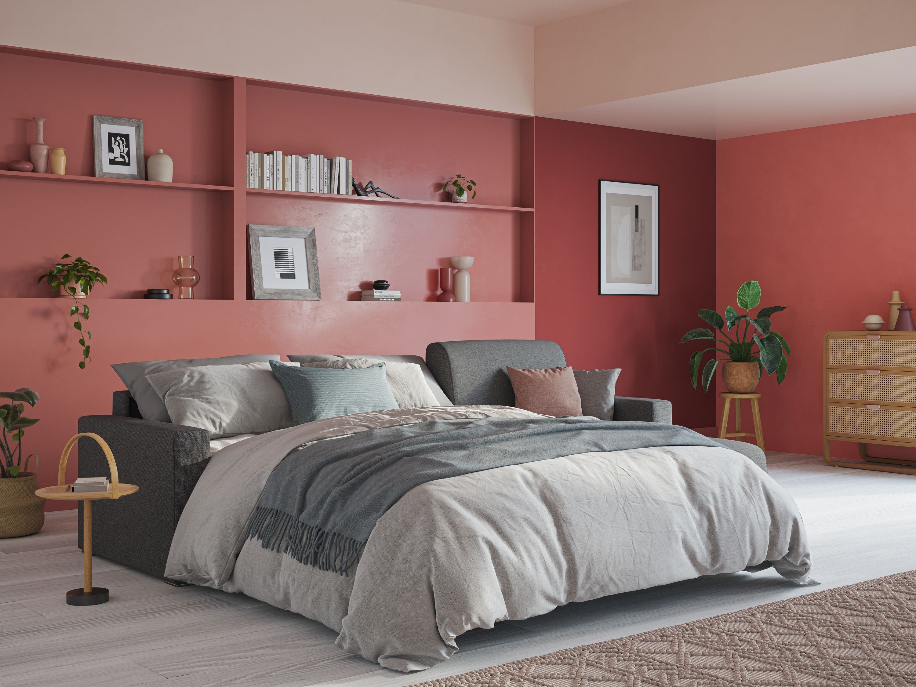 Best Divano letto angolare con penisola in tessuto smacchiabile QuickClean T08 rosso - divitt.sbs