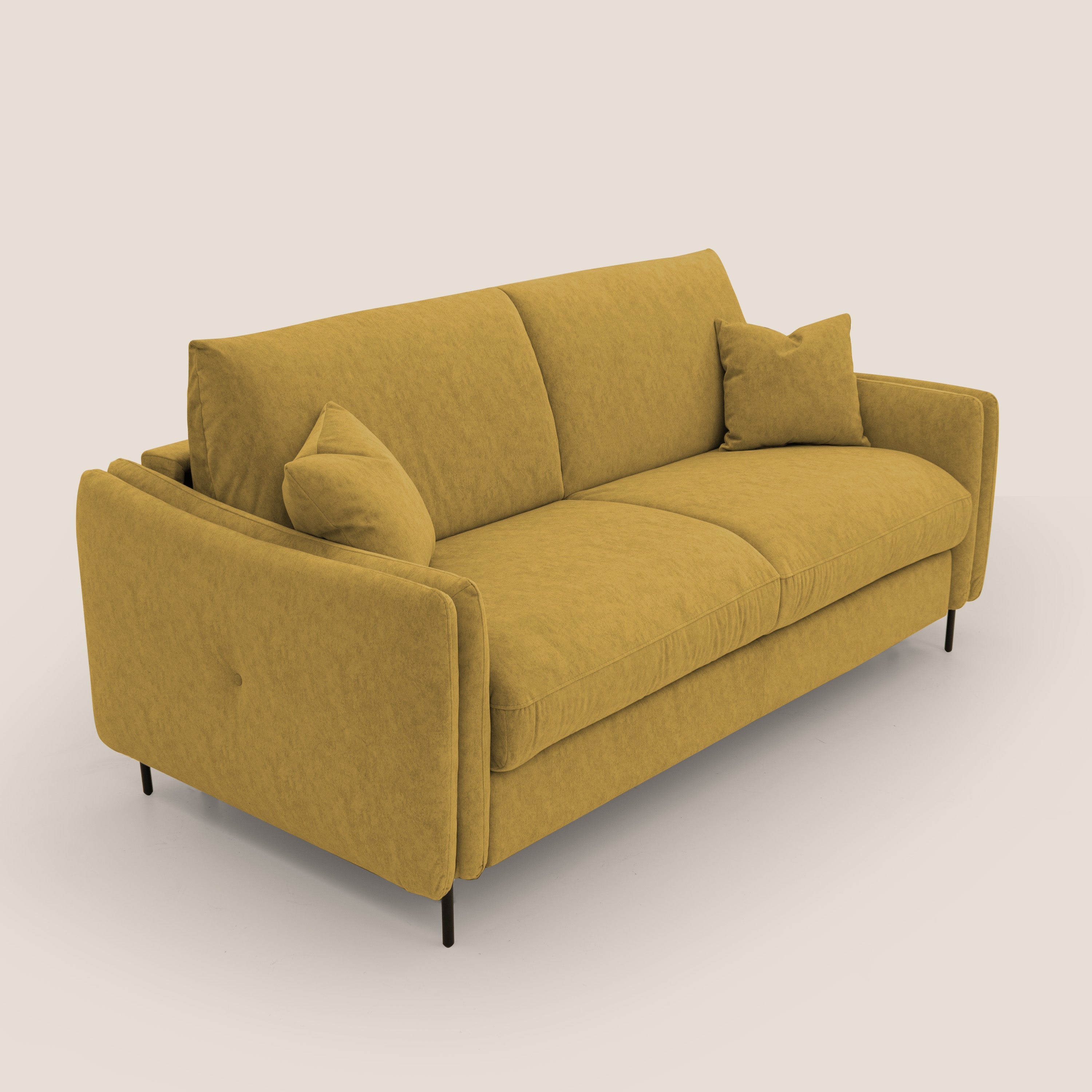 Gregory Divano letto con materasso h18 cm in microfibra effetto velluto impermeabile T09 giallo - divitt.sbs