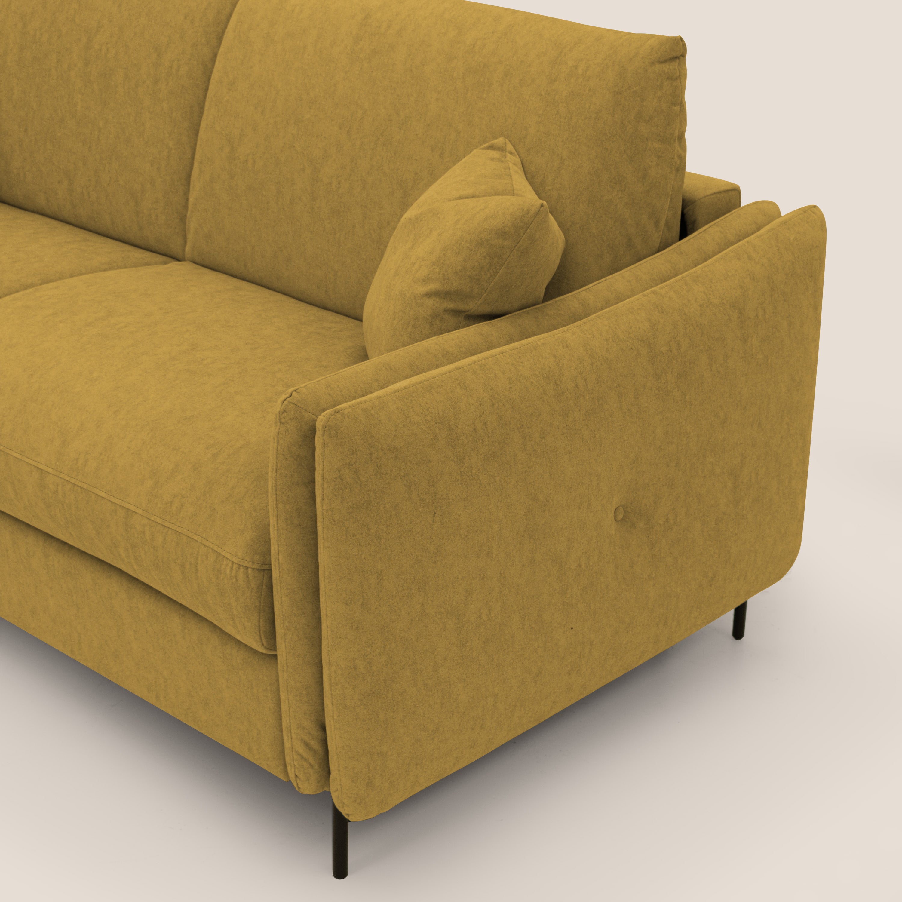 Gregory Divano letto con materasso h18 cm in microfibra effetto velluto impermeabile T09 giallo - divitt.sbs
