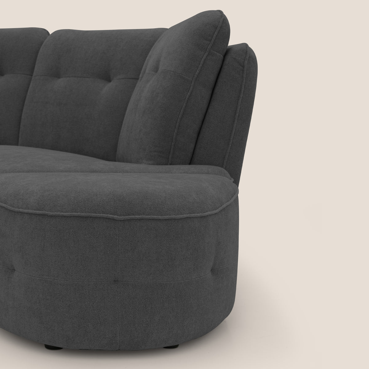 Cerbero divano angolare con pouf mobile in morbido bouclé impermeabile T07 antracite - divitt.sbs