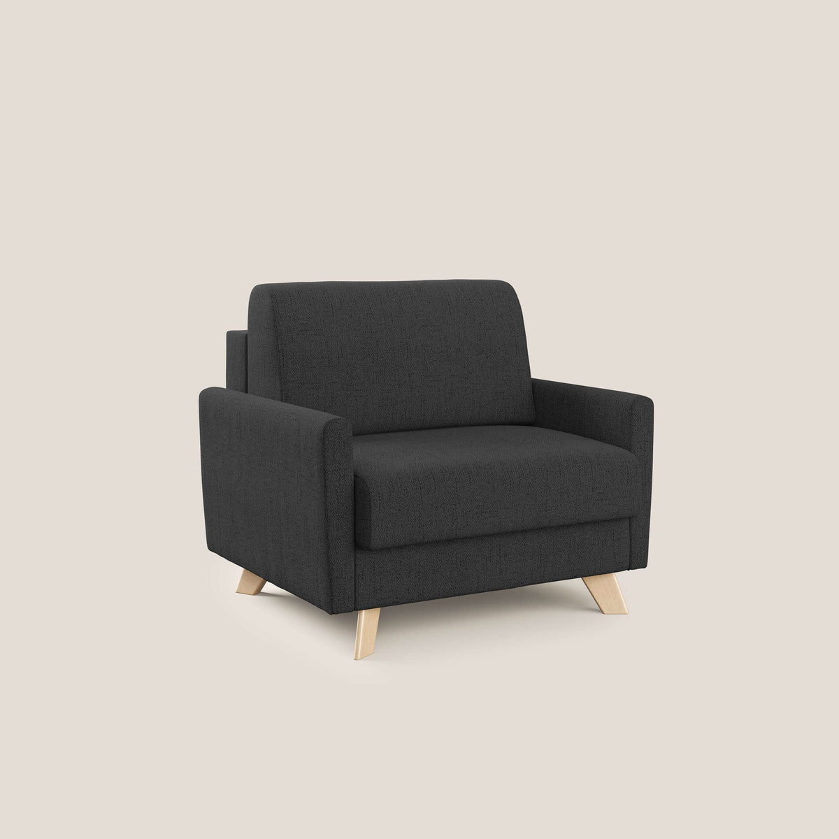 Edgar poltrona letto in tessuto felis impermeabile T03 antracite - divitt.sbs