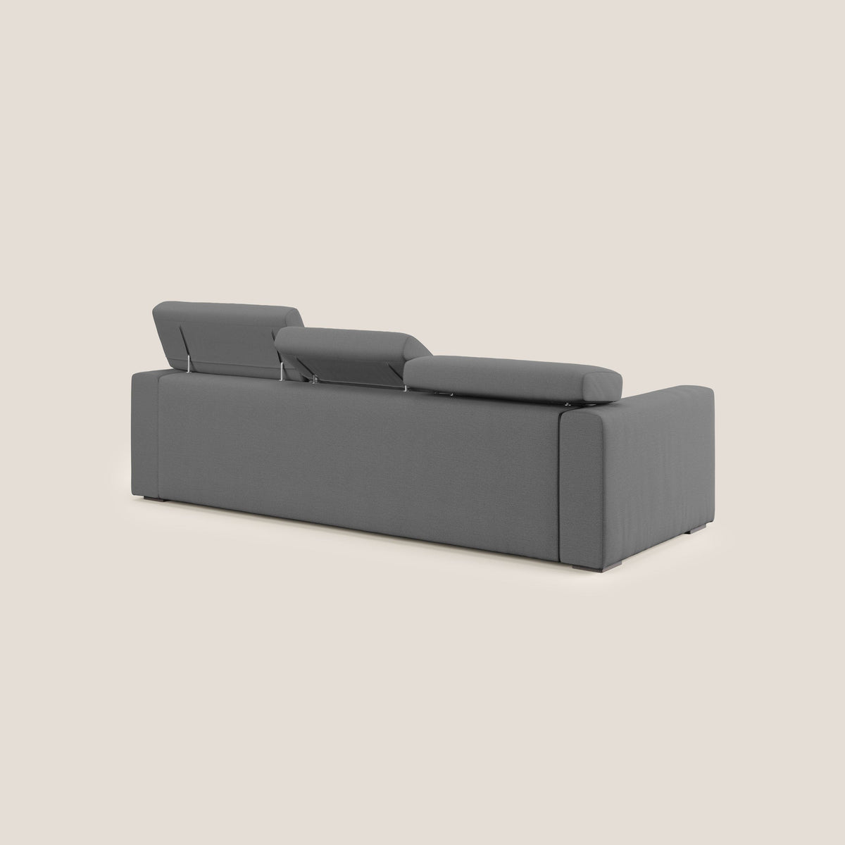 Dylan divano a 3 sedute con pouf estraibile poggiapiedi in tessuto fiammato simil cotone impermeabile T19 antracite - divitt.sbs