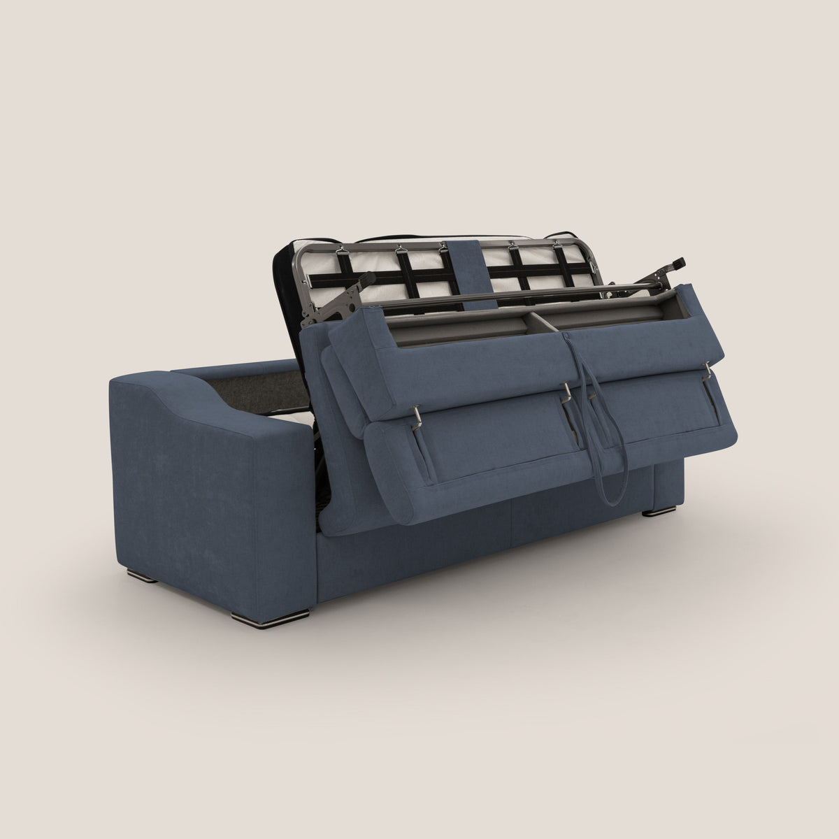 Bomber divano letto matrimoniale con poggiatesta in tessuto impermeabile T14 blu - divitt.sbs