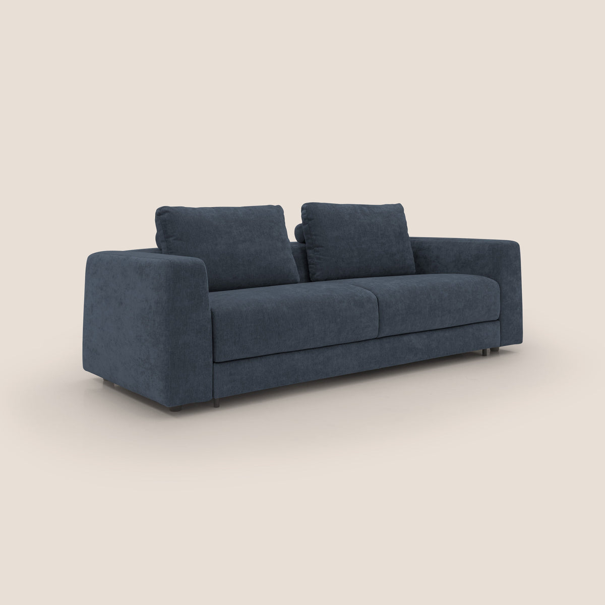 Freia Divano letto minimal materasso h15 cm con morbidi schienali in tessuto impermeabile T14 blu - divitt.sbs