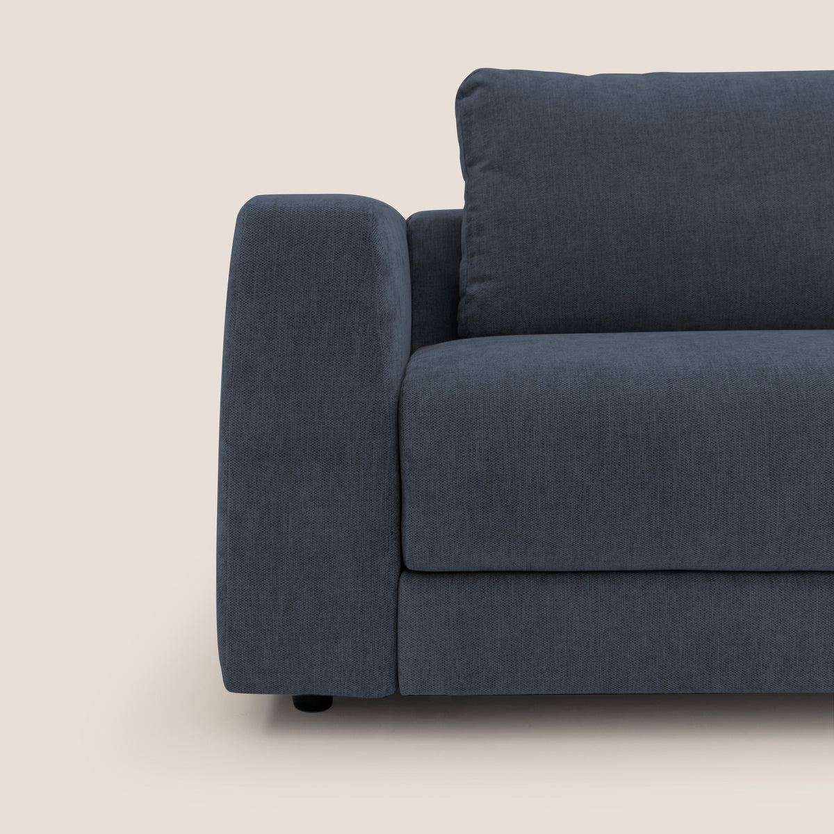 Freia Divano letto minimal materasso h15 cm con morbidi schienali in tessuto impermeabile T14 blu - divitt.sbs