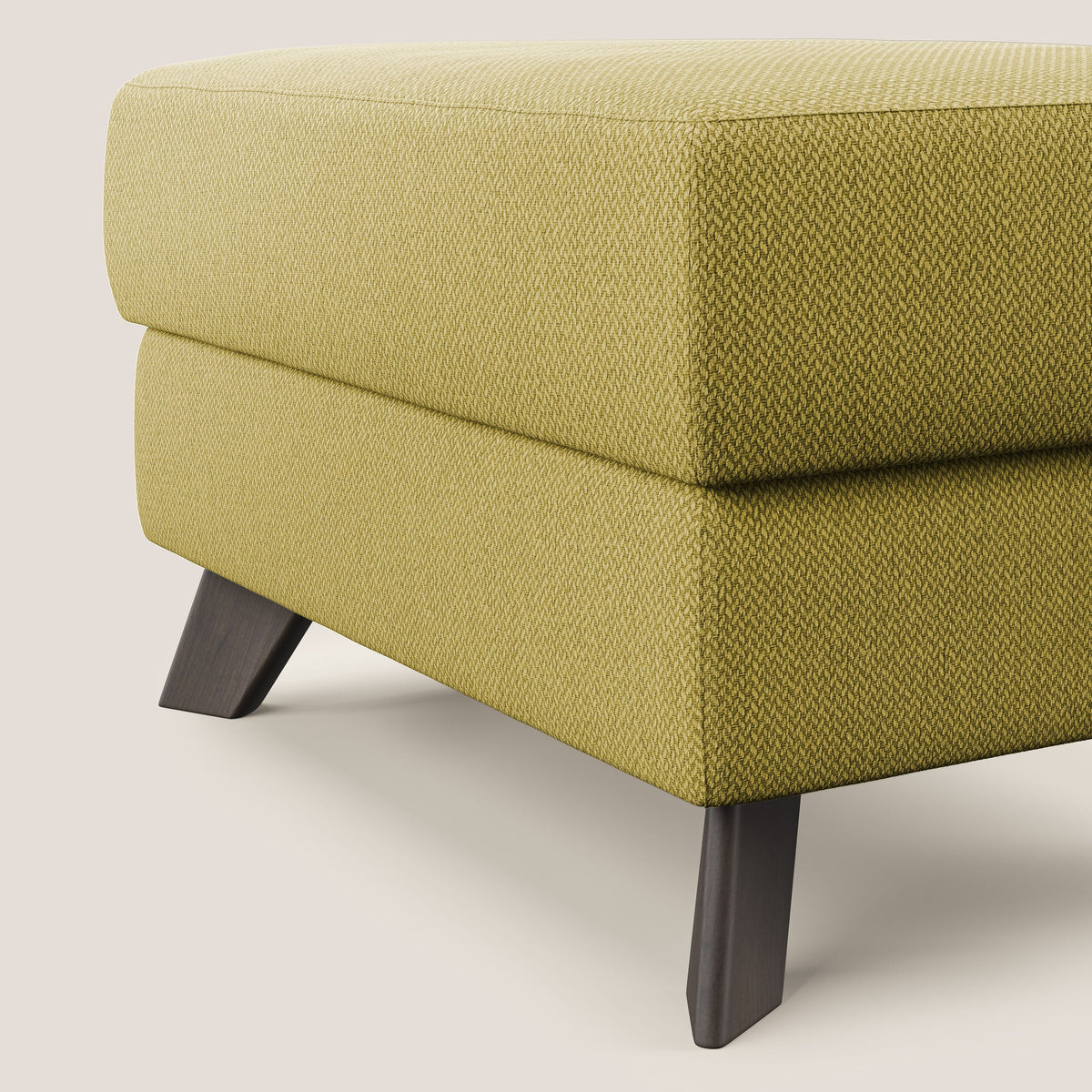 Moon Pouf contenitore e piedini alti in tessuto smacchiabile con acqua T05 giallo - divitt.sbs
