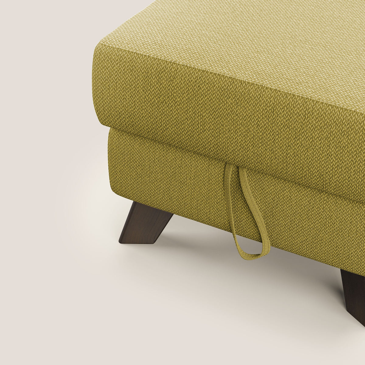 Moon Pouf contenitore e piedini alti in tessuto smacchiabile con acqua T05 giallo - divitt.sbs