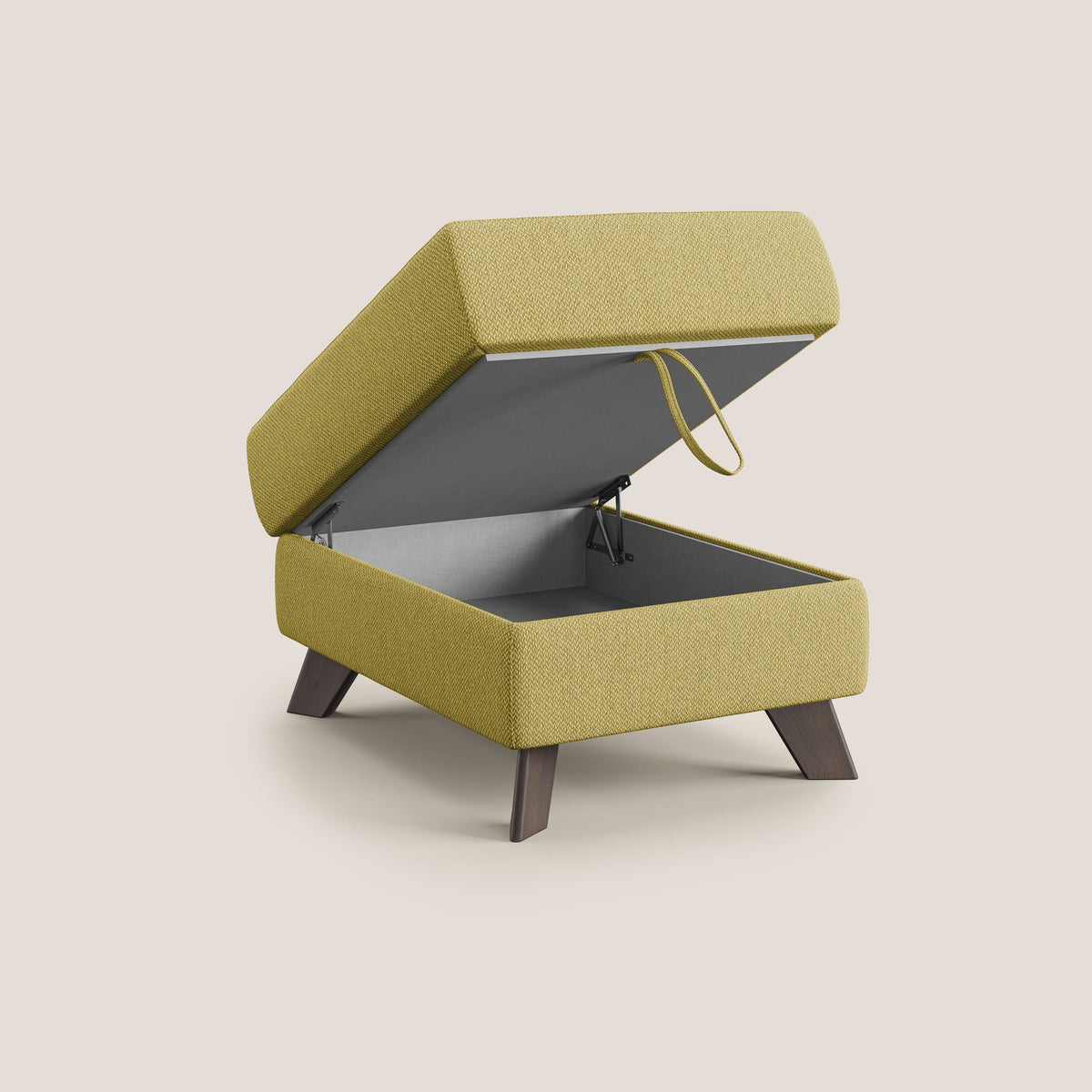 Moon Pouf contenitore e piedini alti in tessuto smacchiabile con acqua T05 giallo - divitt.sbs