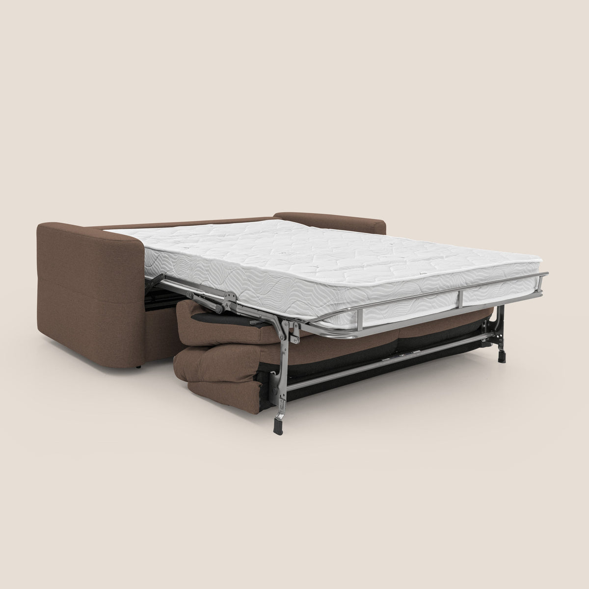 Cupido Divano letto materasso H18 cm e schienale alto in tessuto impermeabile simil cotone T13 marrone - divitt.sbs