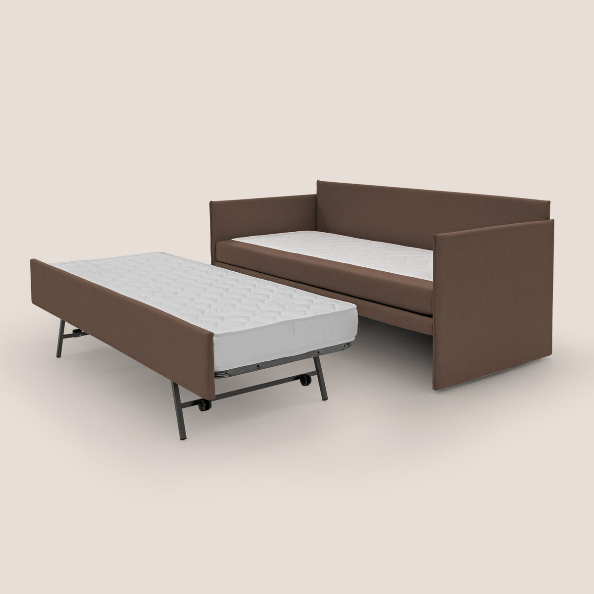 Brenta Divano duplex con doppio letto in tessuto simil cotone impermeabile T13 marrone - divitt.sbs