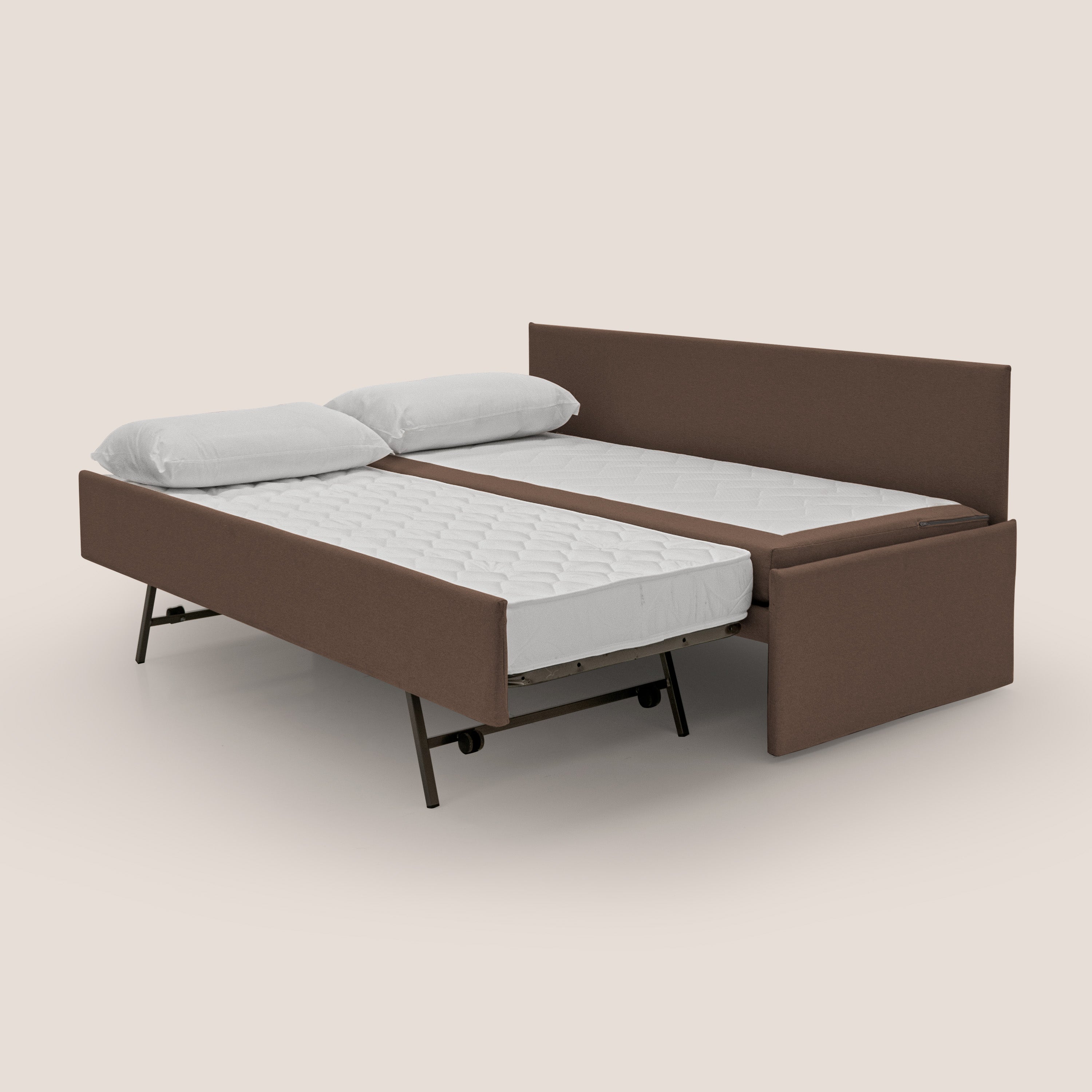Naviglio Divano duplex con doppio letto in tessuto simil cotone impermeabile T13 marrone - divitt.sbs