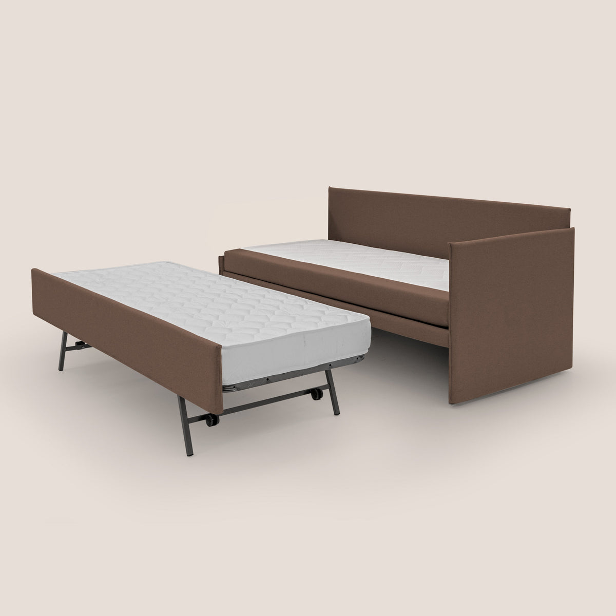 Durini Divano duplex con doppio letto in tessuto simil cotone impermeabile T13 marrone - divitt.sbs