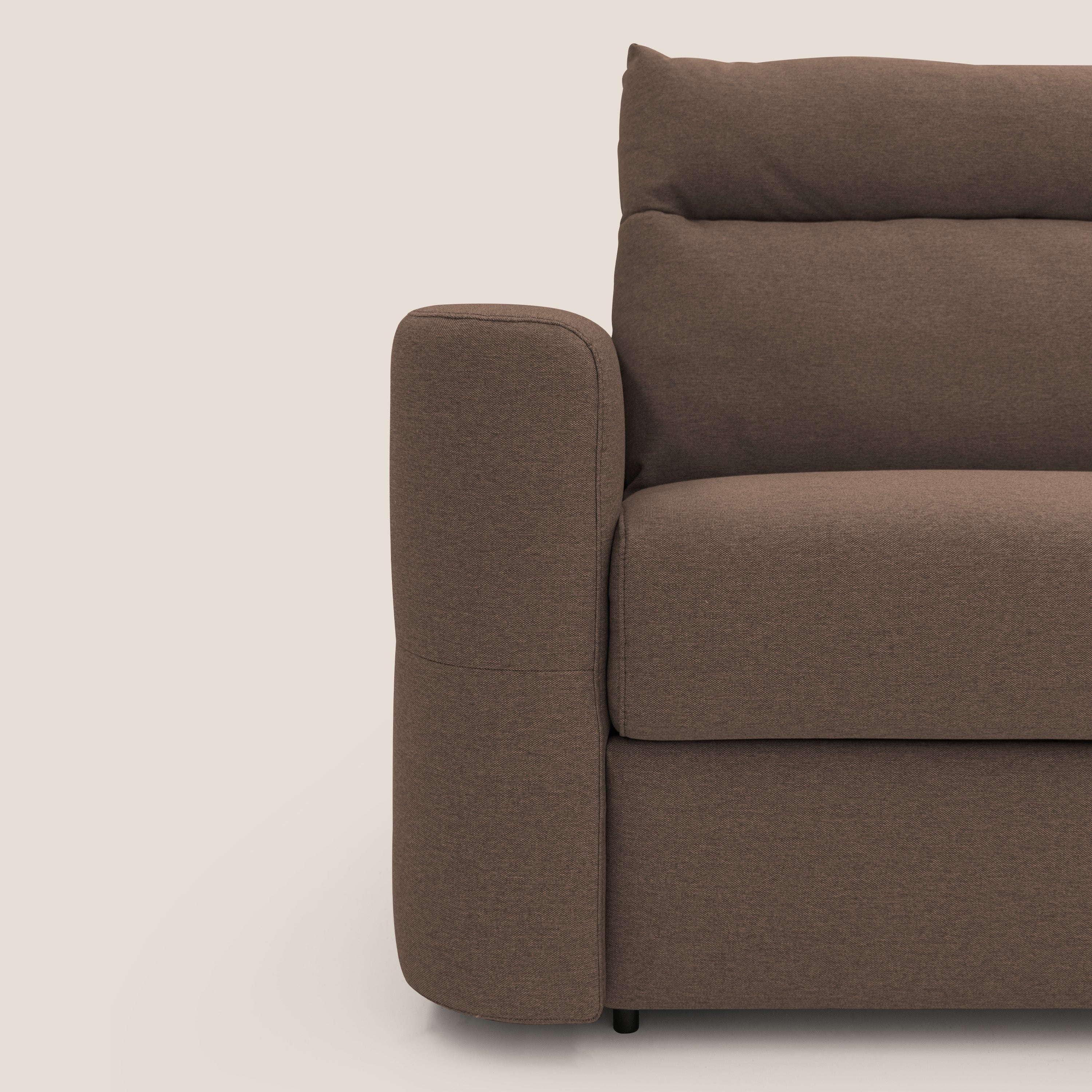 Cupido Divano letto materasso H18 cm e schienale alto in tessuto impermeabile simil cotone T13 marrone - divitt.sbs