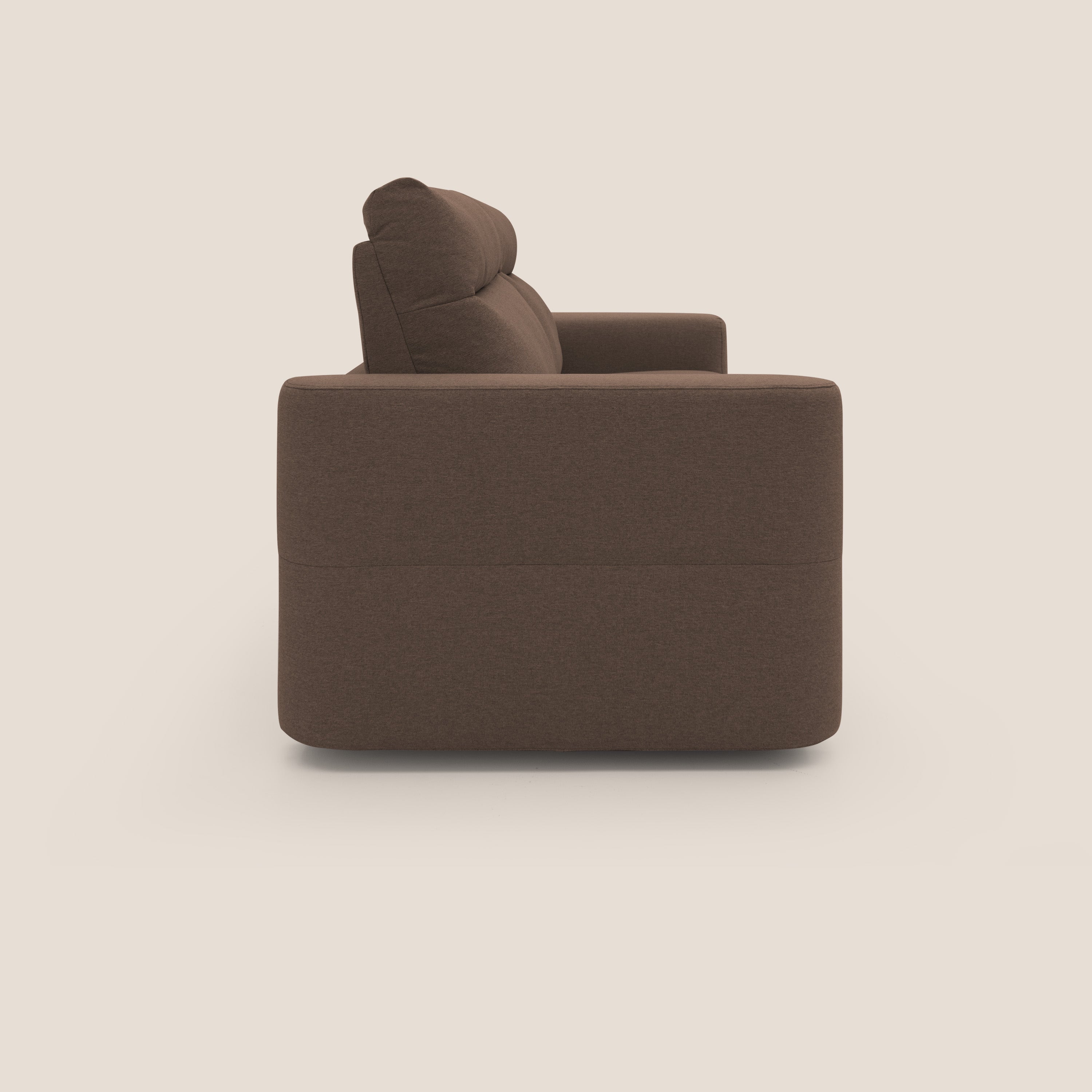 Cupido Divano letto materasso H18 cm e schienale alto in tessuto impermeabile simil cotone T13 marrone - divitt.sbs