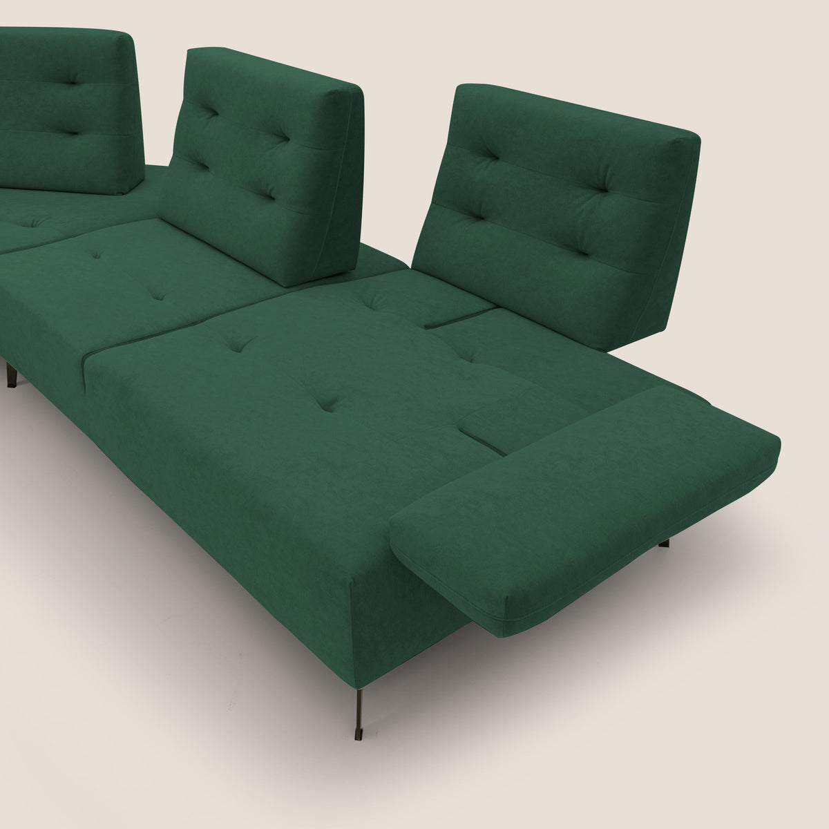 Lugano Divano angolare con schienali traslanti in microfibra effetto velluto T09 verde - divitt.sbs