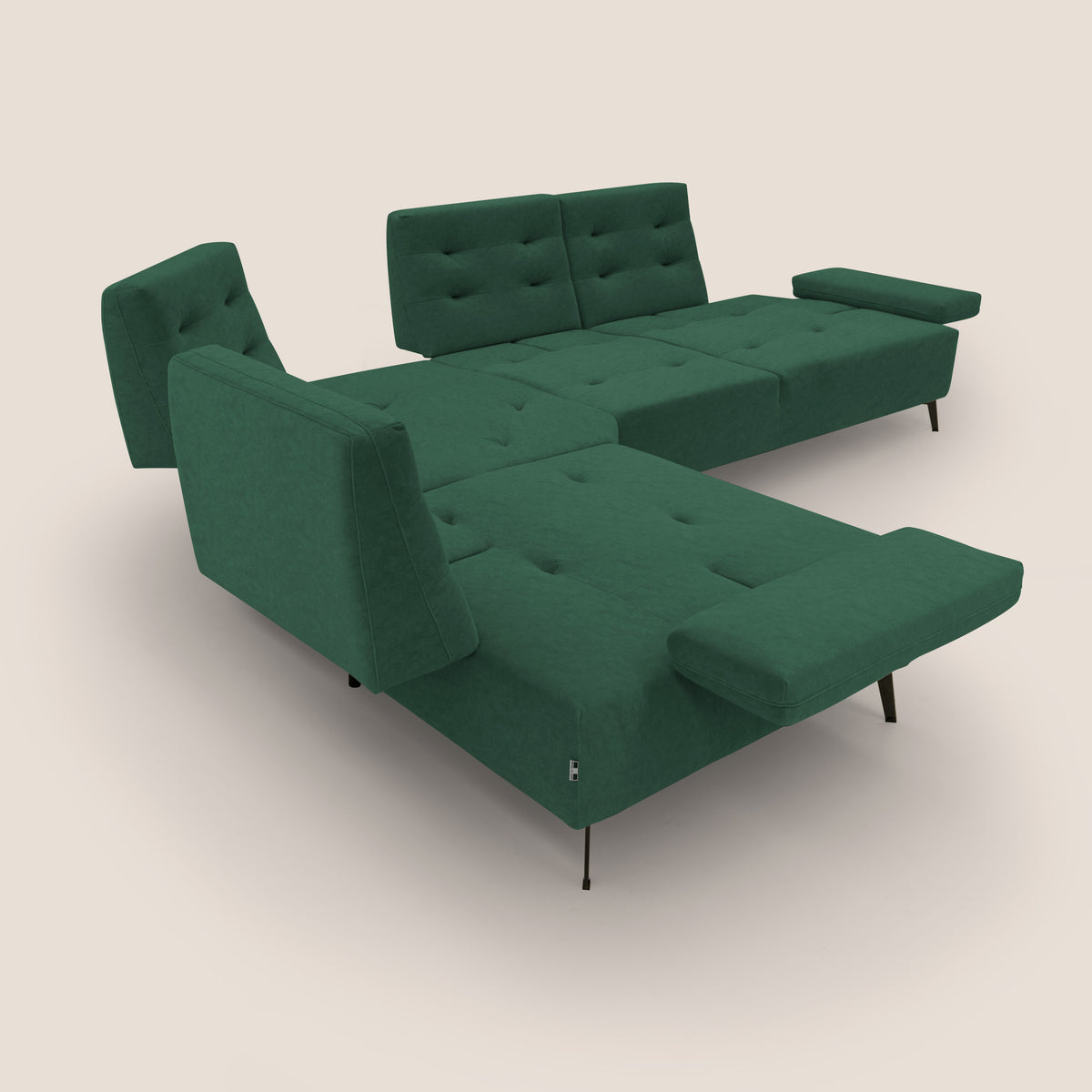 Lugano Divano angolare con schienali traslanti in microfibra effetto velluto T09 verde - divitt.sbs