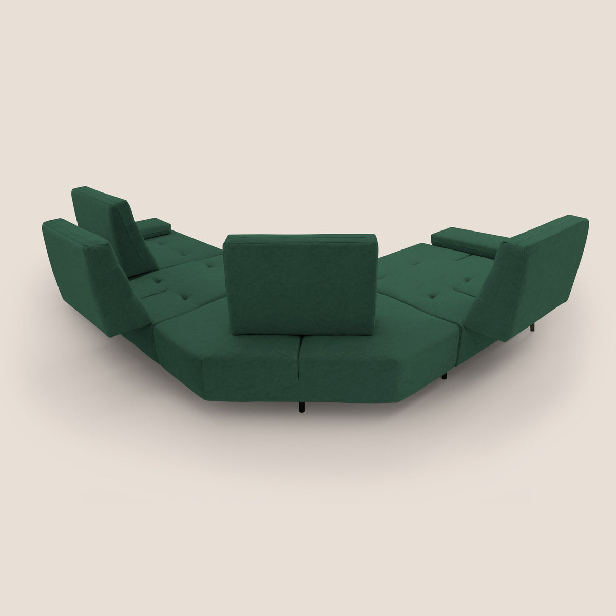 Lugano Divano angolare con schienali traslanti in microfibra effetto velluto T09 verde - divitt.sbs