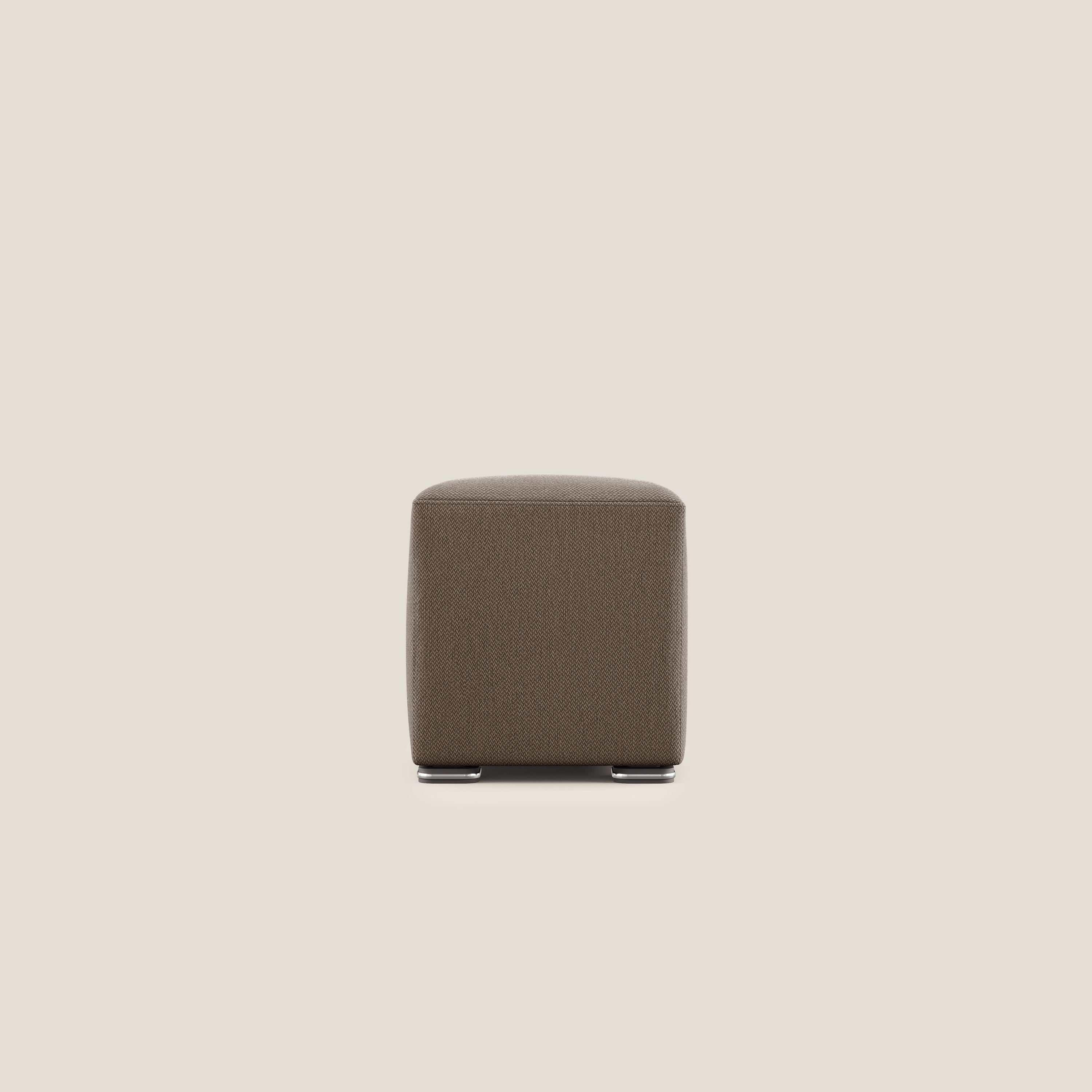 Cube pouf in tessuto morbido smacchiabile T05 marrone - divitt.sbs
