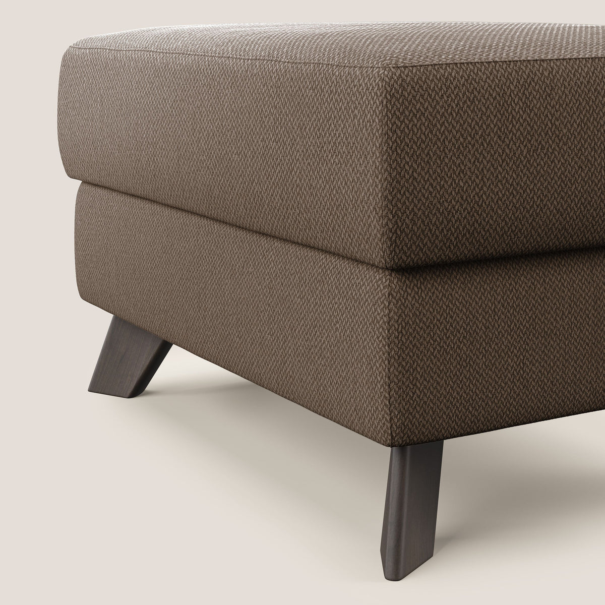 Moon Pouf contenitore e piedini alti in tessuto smacchiabile con acqua T05 marrone - divitt.sbs