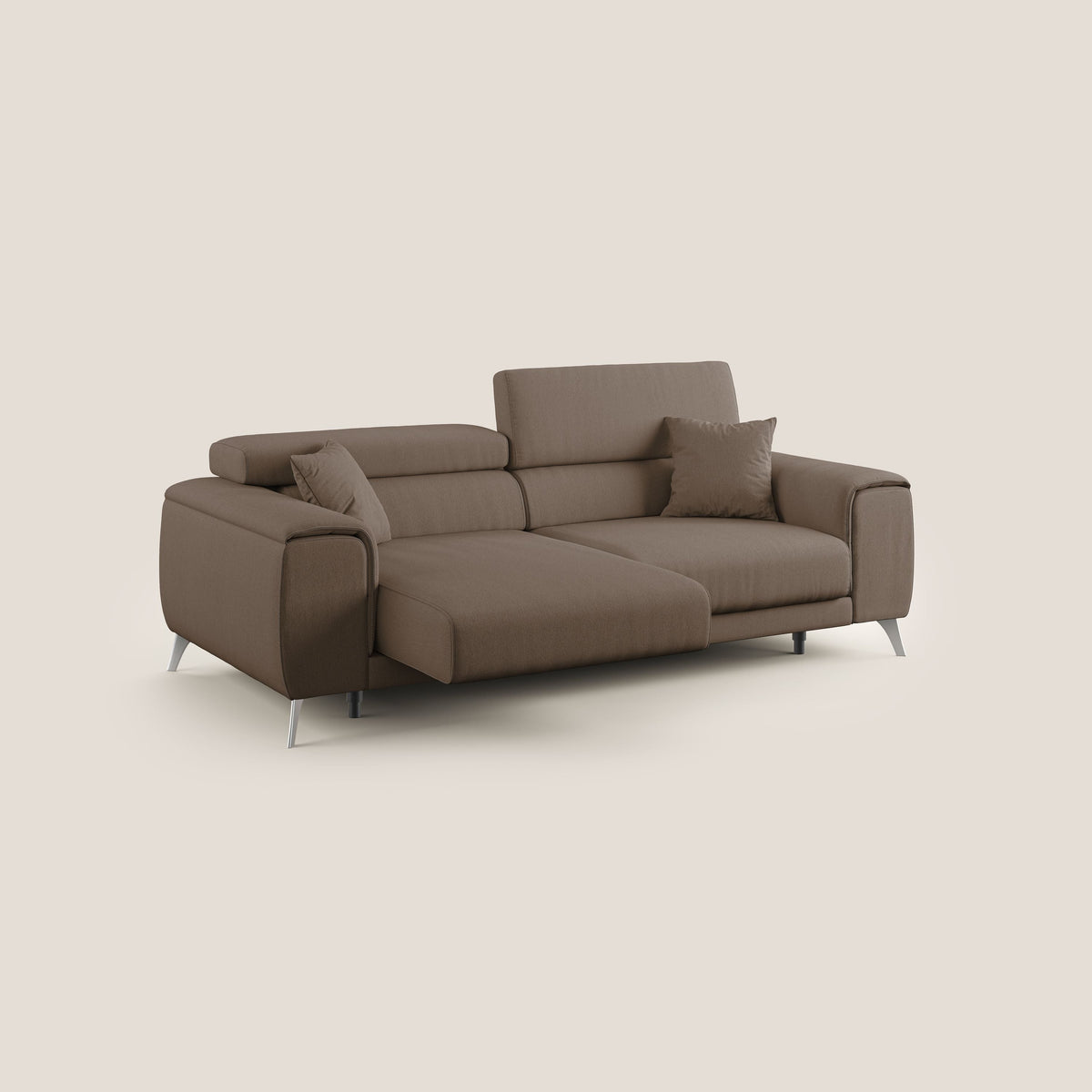 Fusion divano con sedute allungabili in tessuto smacchiabile T05 marrone - divitt.sbs