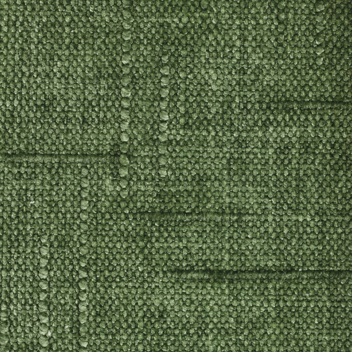 Primo piano del tessuto “Personalizzazione” della linea T22 KIMONO, in verde salvia scuro, caratterizzato da una trama pesante, intrecciata, simile al bouclé, e da sottili linee orizzontali.