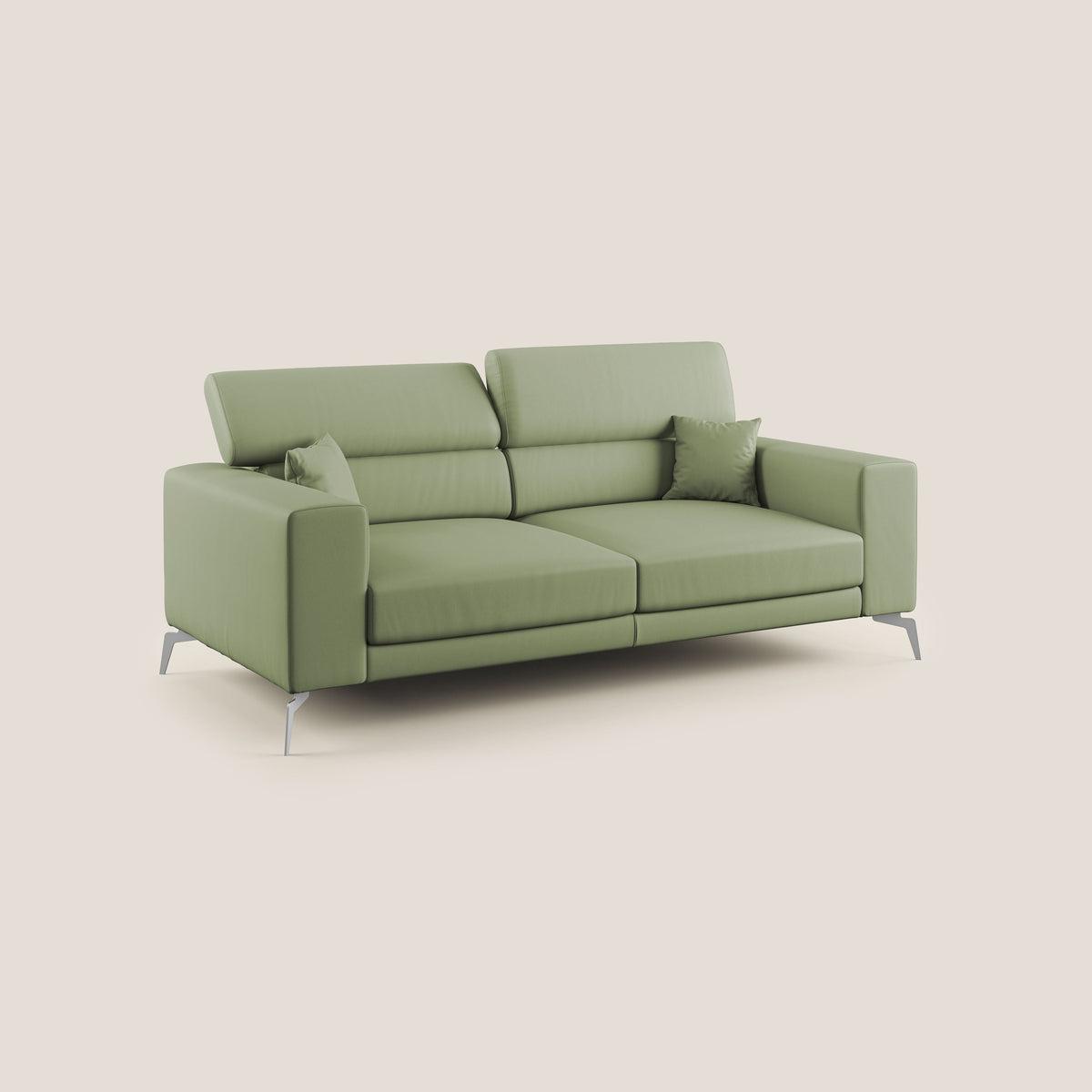Blade Divano moderno con poggiatesta reclinabili in Ecopelle T04 verde - divitt.sbs