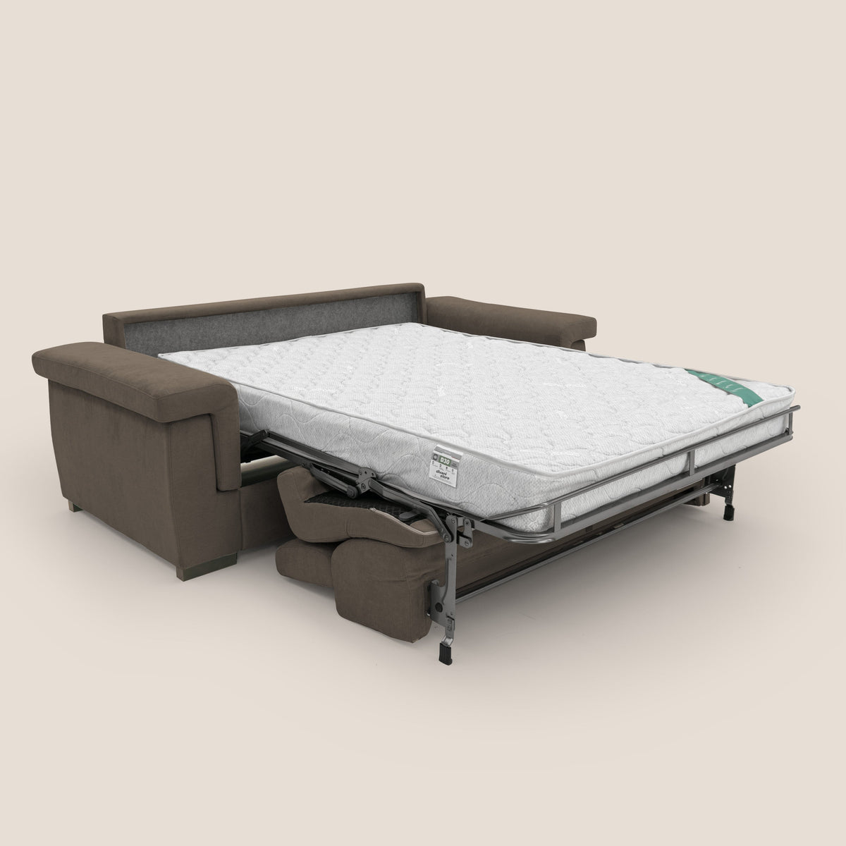Bjorn divano letto sfoderabile con materasso H18 cm e poggiatesta reclinabili in tessuto impermeabile T02 marrone - divitt.sbs