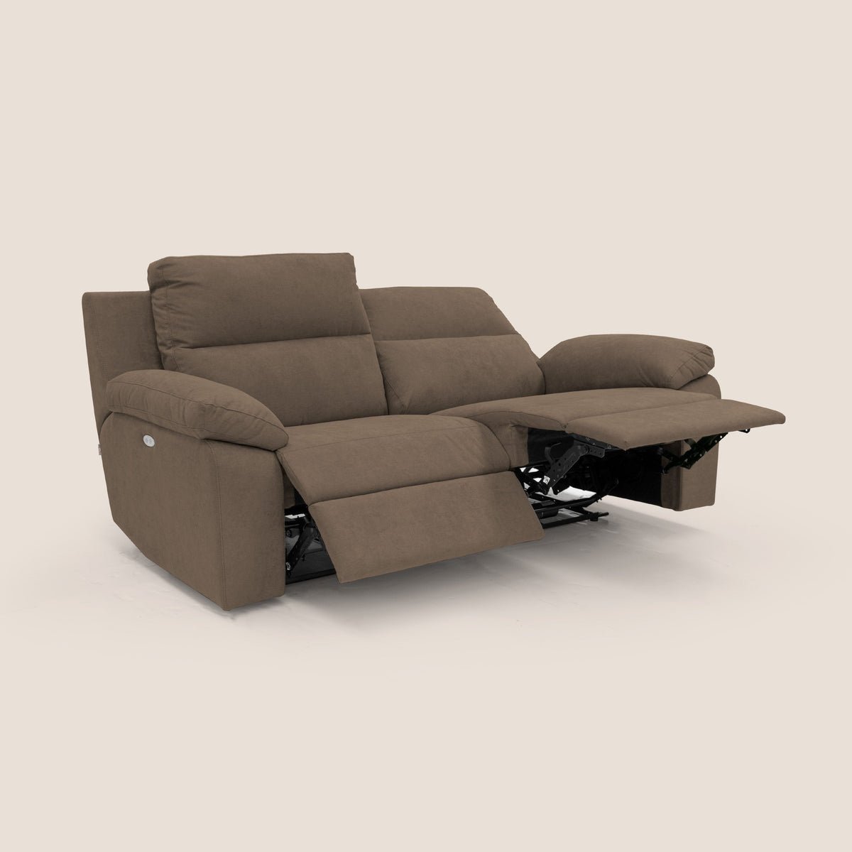 Romeo Divano relax con recliner elettrico in morbido tessuto impermeabile T02 marrone - divitt.sbs