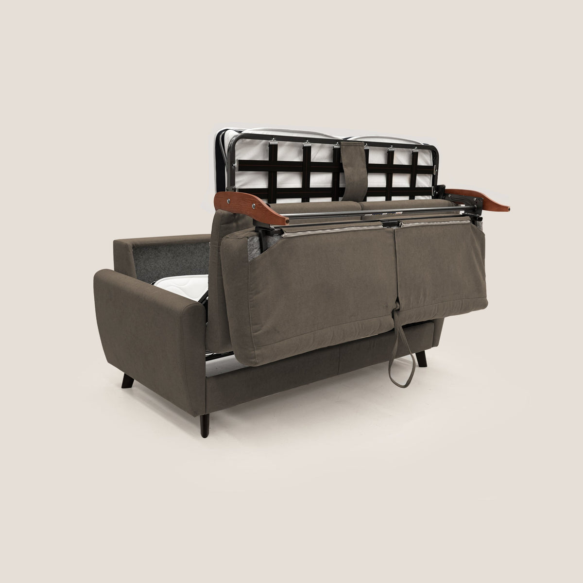 Callisto Divano letto matrimoniale in tessuto morbido impermeabile T02 marrone - divitt.sbs