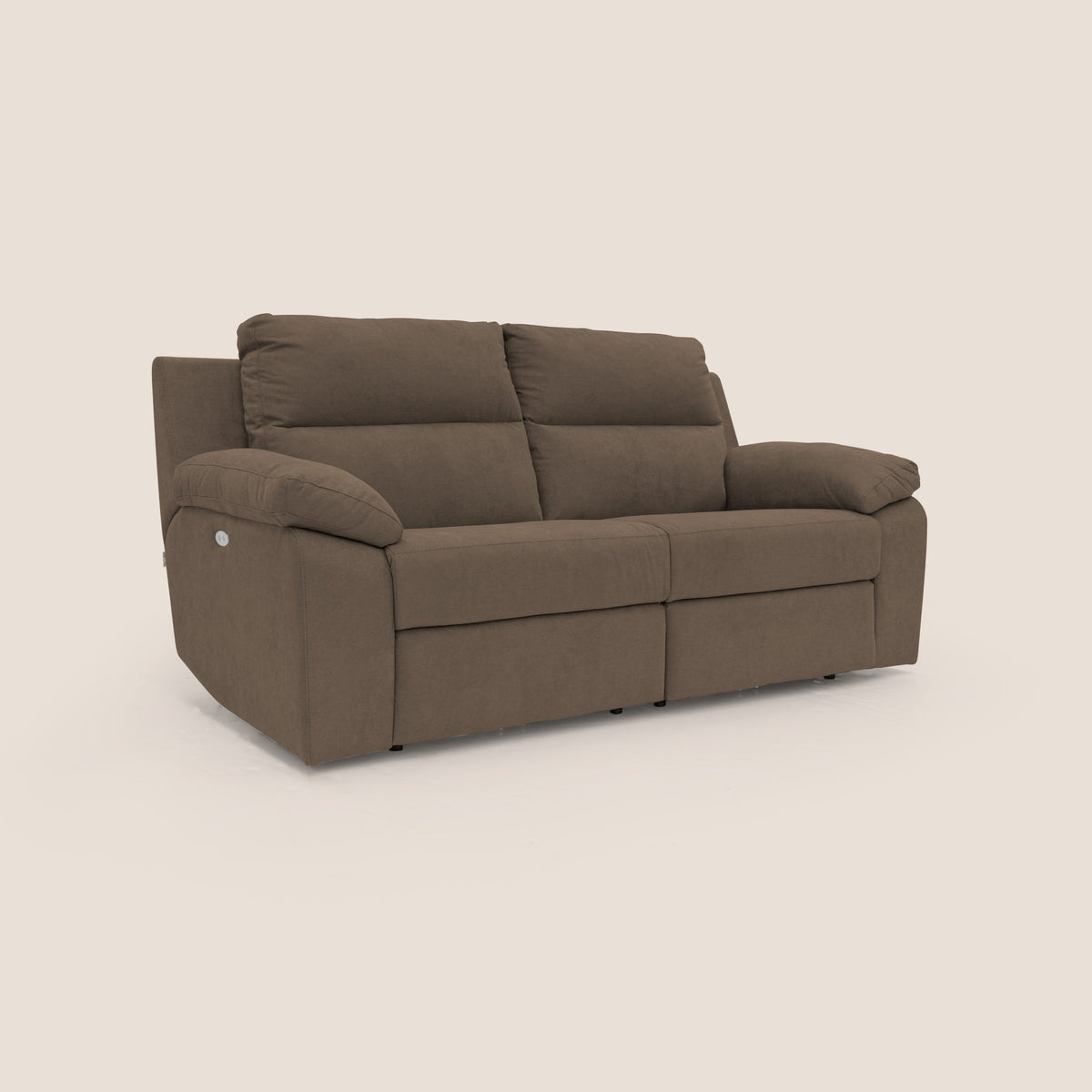 Romeo Divano relax con recliner elettrico in morbido tessuto impermeabile T02 marrone - divitt.sbs