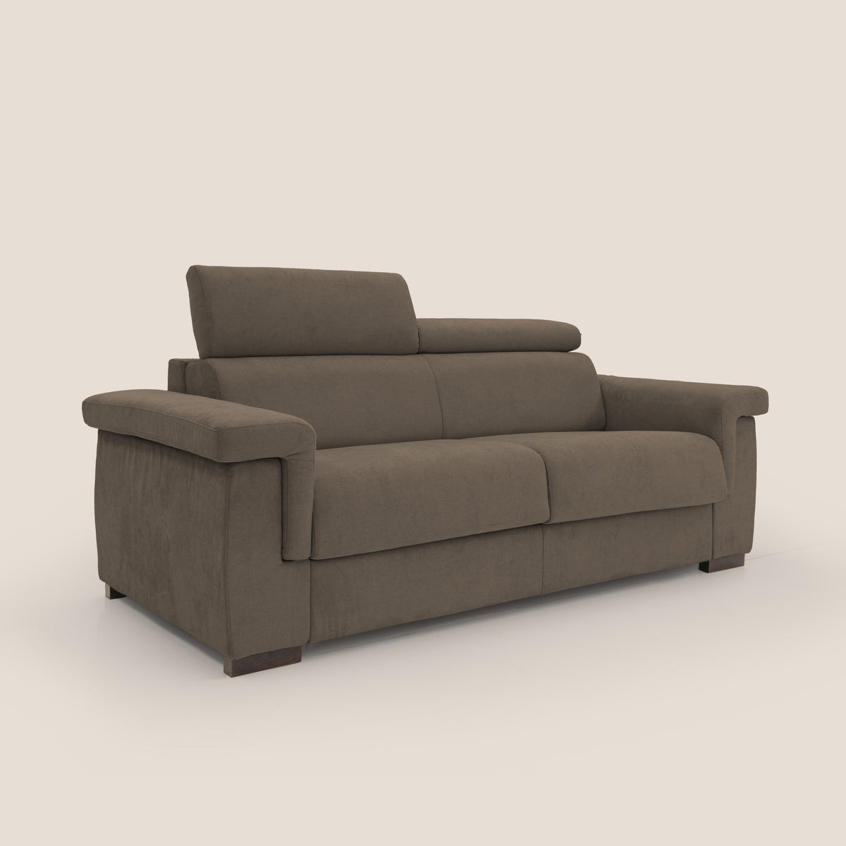 Bjorn divano letto sfoderabile con materasso H18 cm e poggiatesta reclinabili in tessuto impermeabile T02 marrone - divitt.sbs