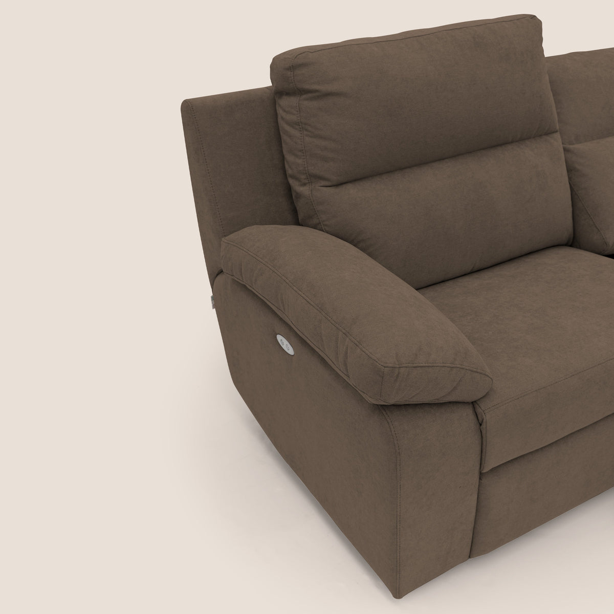 Romeo Divano relax con recliner elettrico in morbido tessuto impermeabile T02 marrone - divitt.sbs