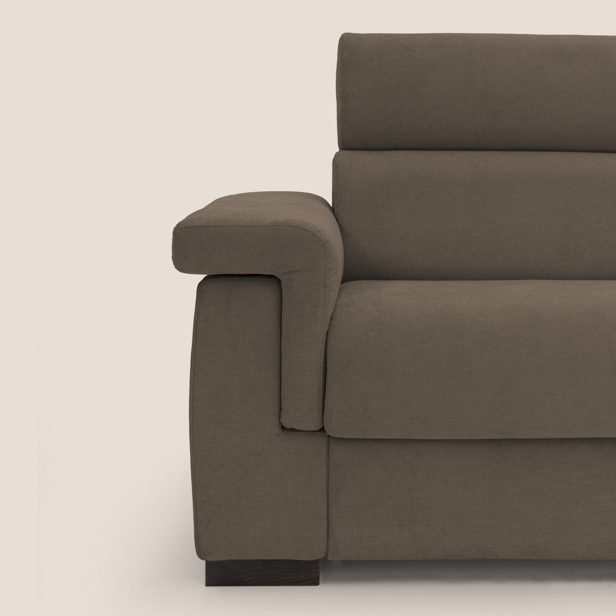 Bjorn divano letto sfoderabile con materasso H18 cm e poggiatesta reclinabili in tessuto impermeabile T02 marrone - divitt.sbs