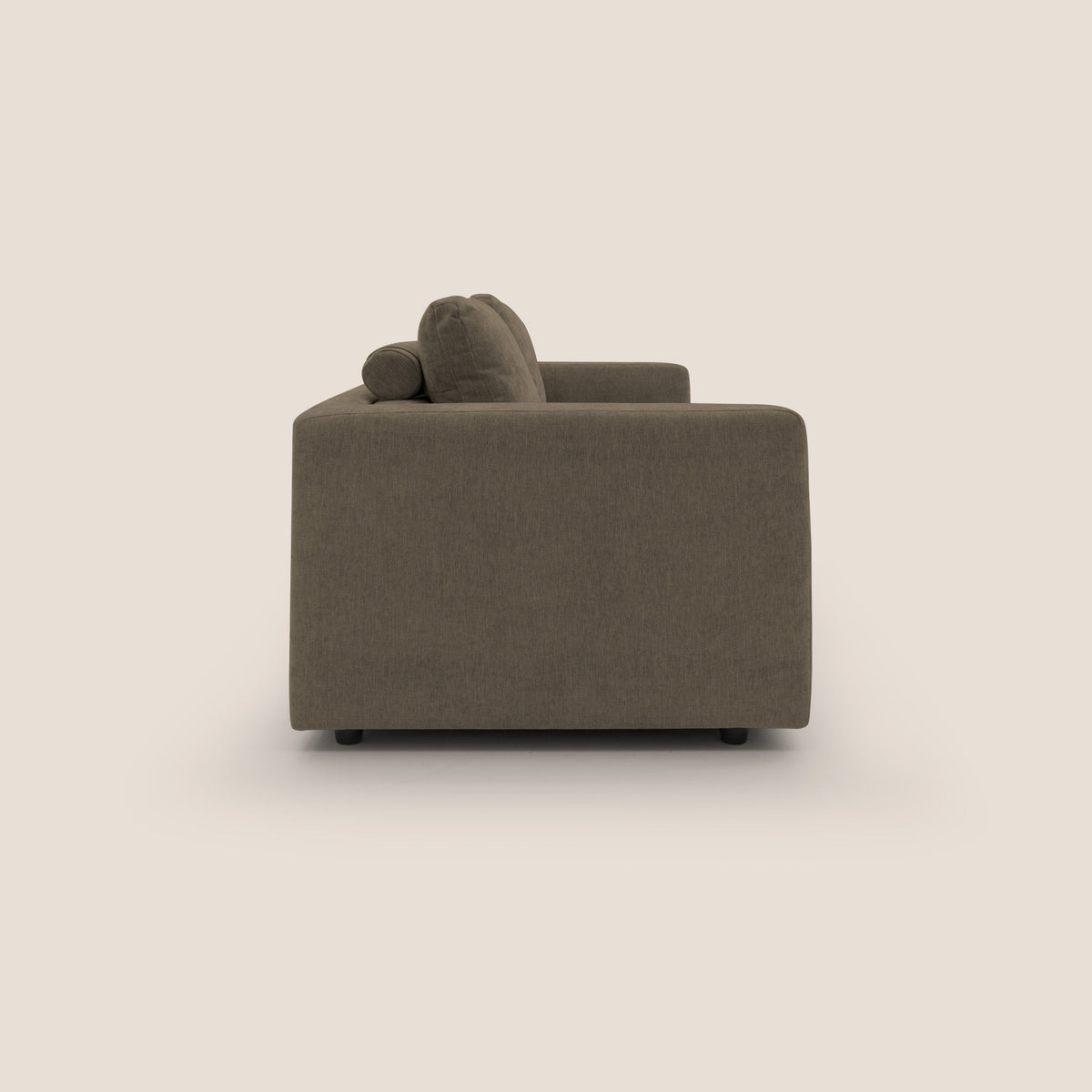 Freia Divano letto minimal materasso h15 cm con morbidi schienali in tessuto impermeabile T14 marrone - divitt.sbs
