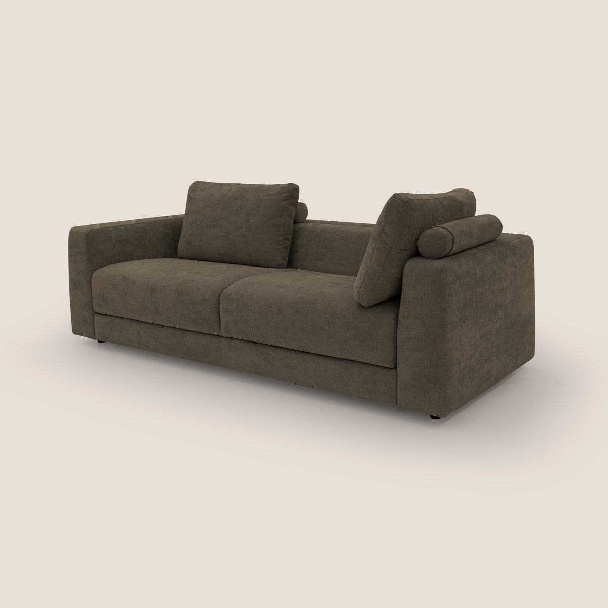 Freia Divano letto minimal materasso h15 cm con morbidi schienali in tessuto impermeabile T14 marrone - divitt.sbs