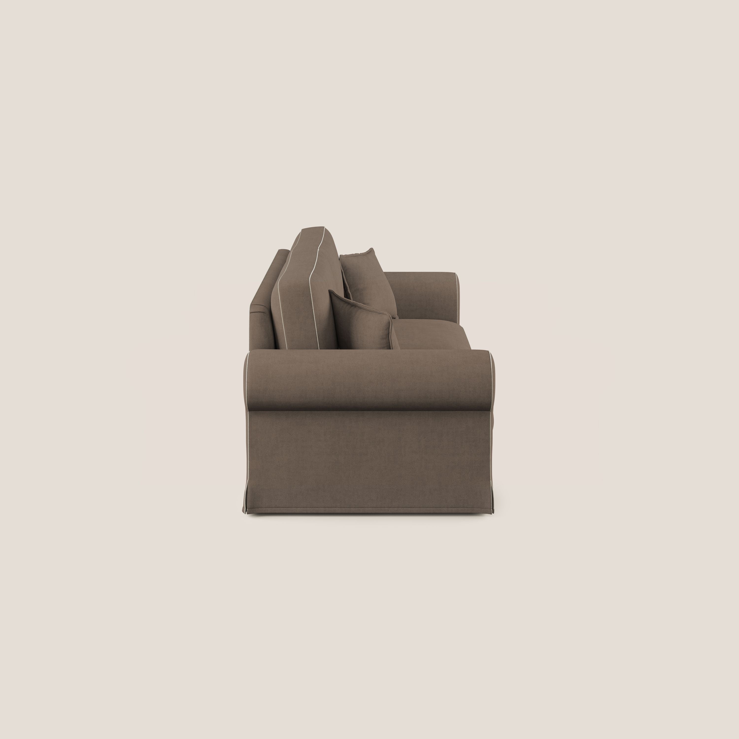 Lady divano classico bicolore in piuma d'oca realizzato con tessuto impermeabile T02 marrone - panna - divitt.sbs