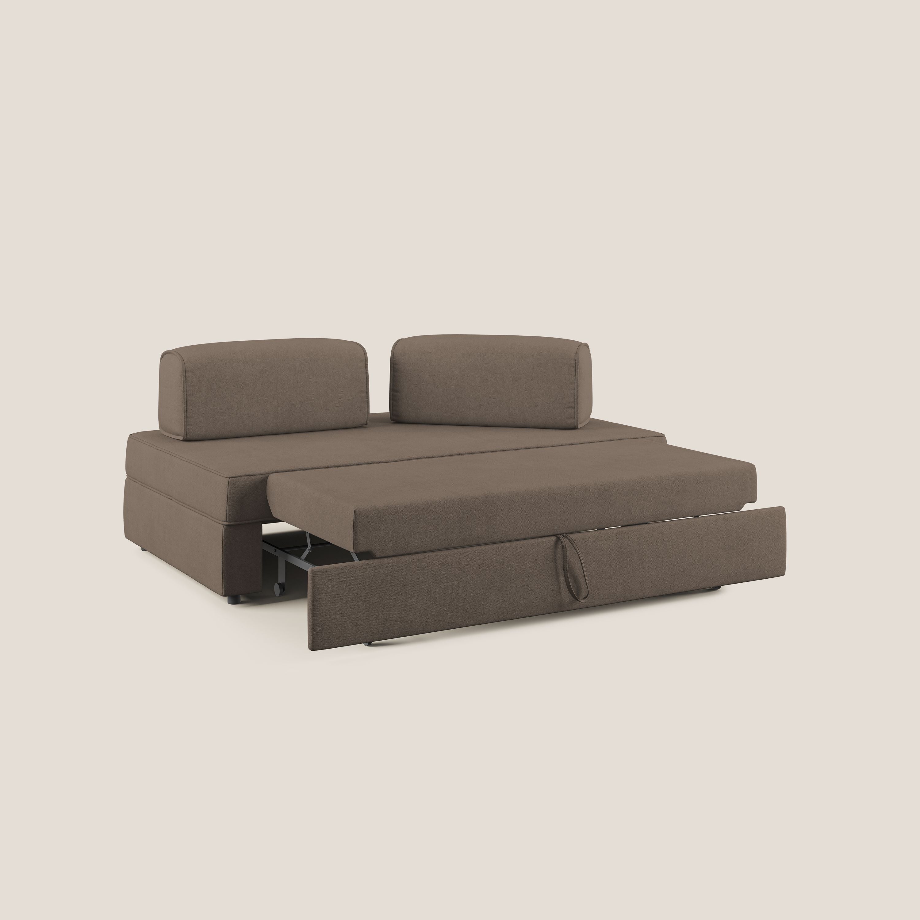 Liberty divano con pouf estraibile e schienali movibili in tessuto morbido impermeabile T02 marrone - divitt.sbs
