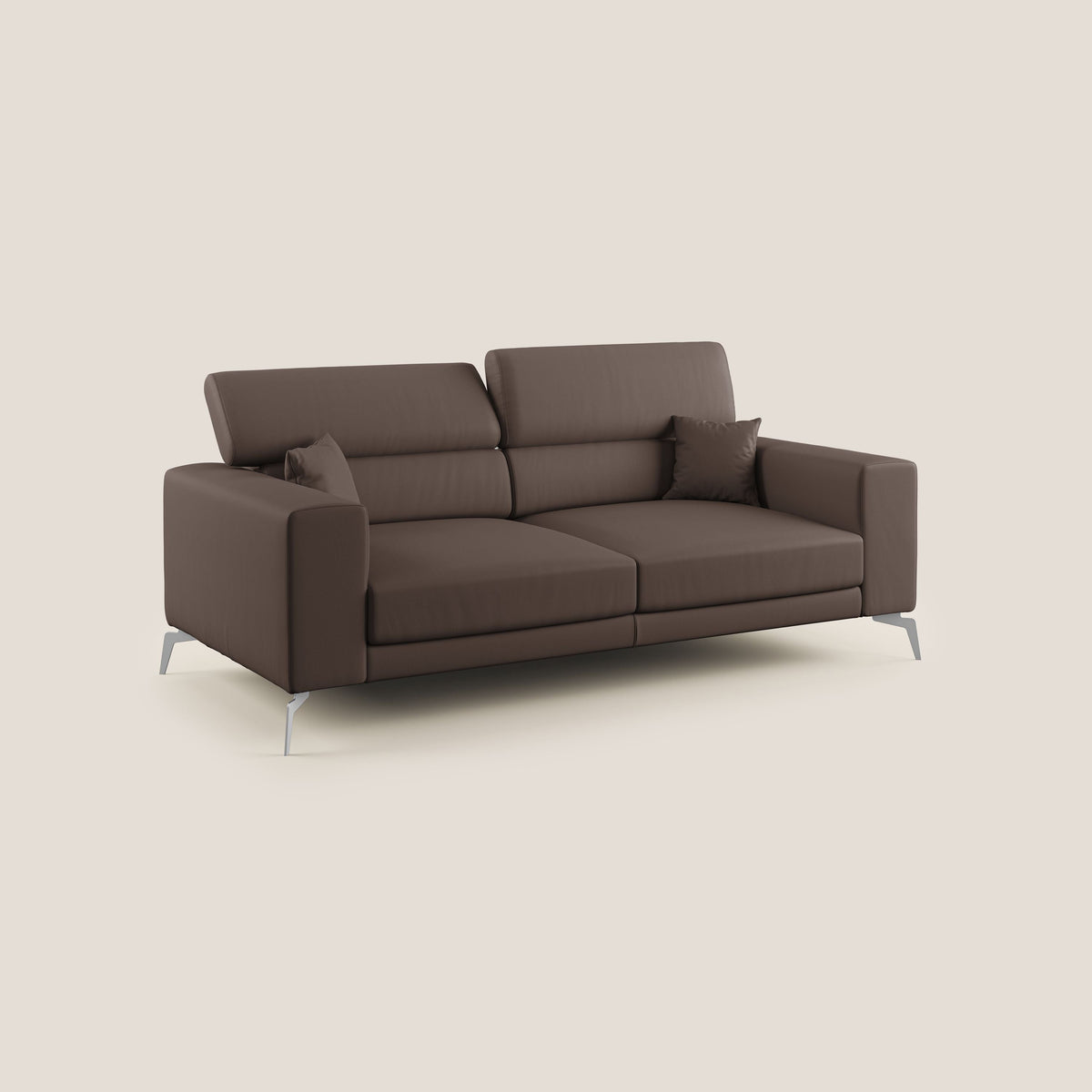 Blade Divano moderno con poggiatesta reclinabili in Ecopelle T04 marrone - divitt.sbs