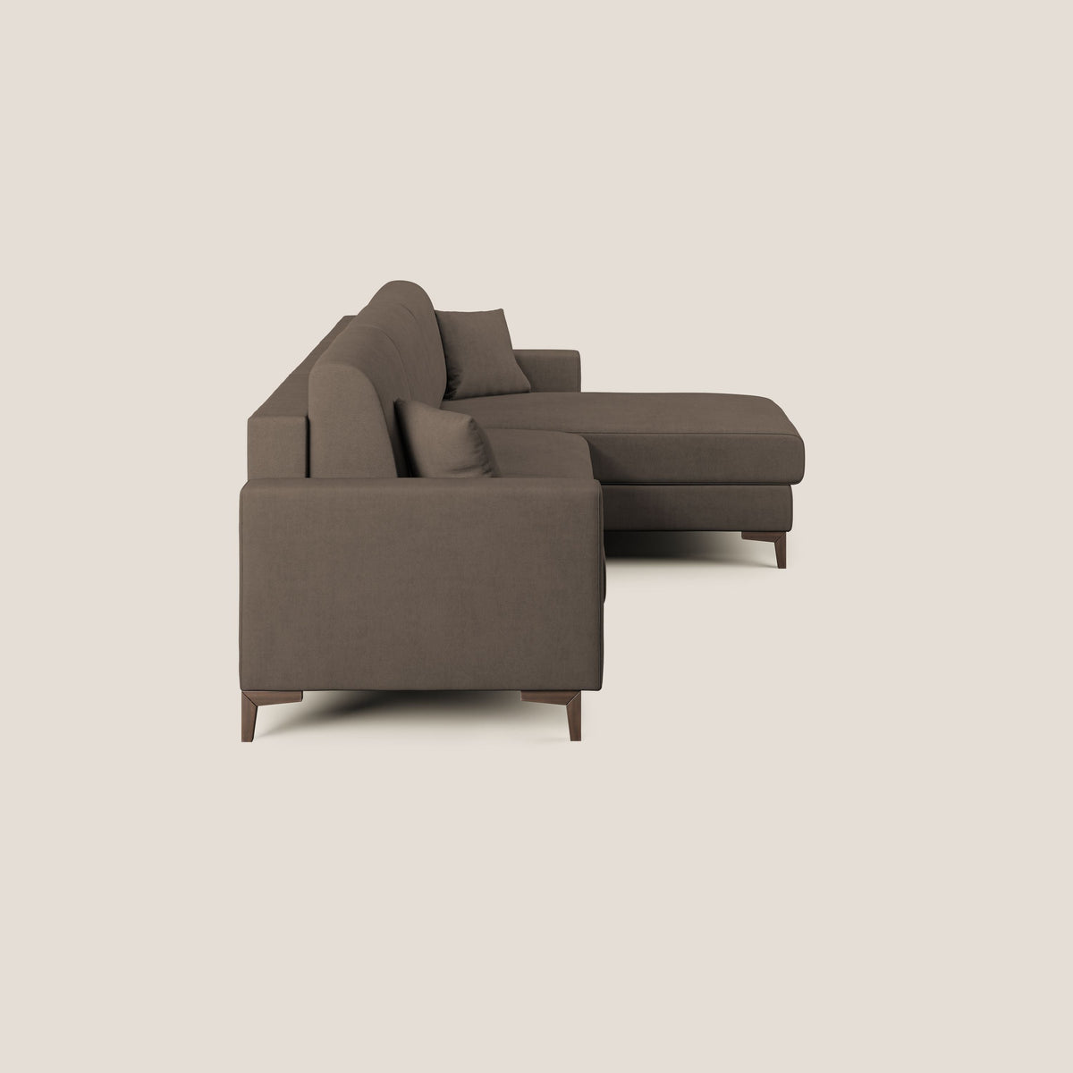 Kafka divano letto angolare in morbido tessuto impermeabile T02 marrone - divitt.sbs