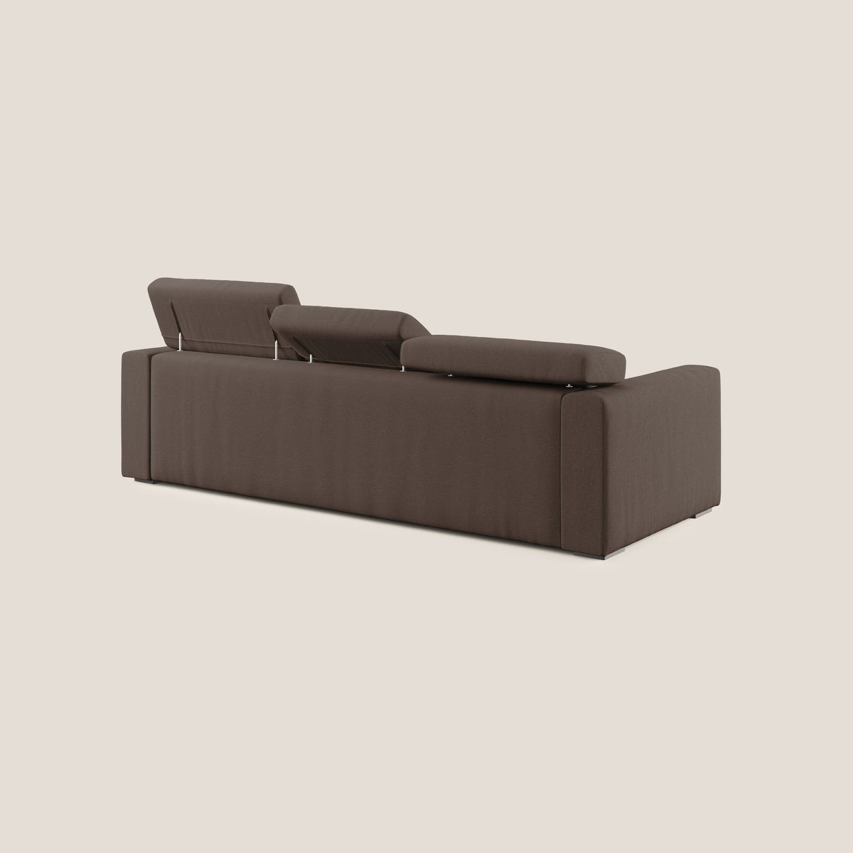 Dylan divano angolare con pouf estraibile poggiapiedi in tessuto simil cotone impermeabile T13 marrone - divitt.sbs