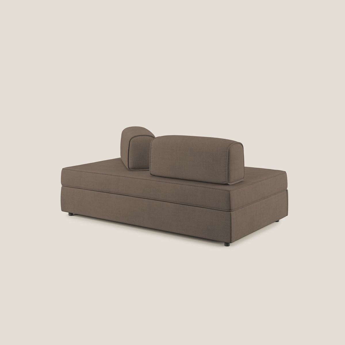 Liberty divano con pouf estraibile e schienali movibili in tessuto morbido impermeabile T02 marrone - divitt.sbs