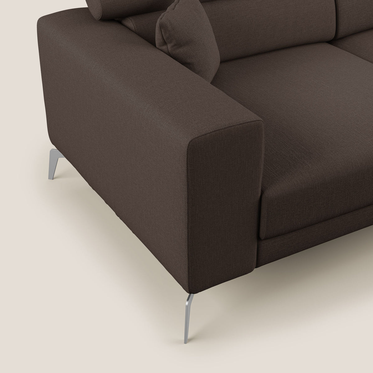 Blade Divano con poggiatesta reclinabili in tessuto impermeabile misto cotone T13 marrone - divitt.sbs